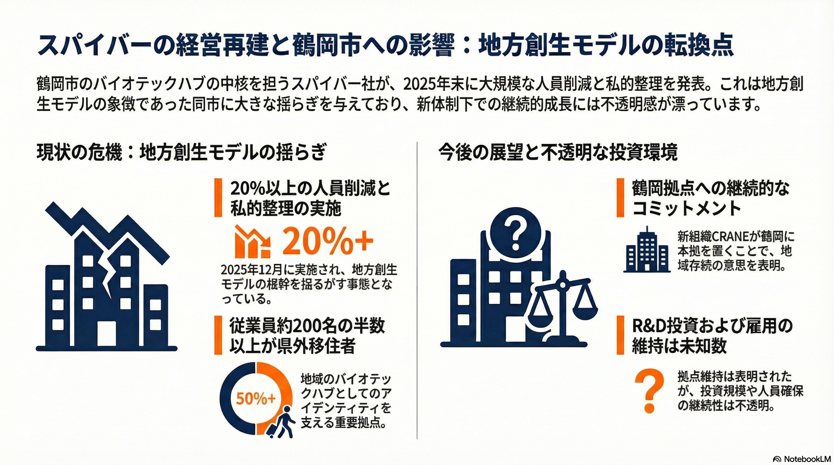 クールジャパンにトドメ。110億出資のスパイバー(Spiber)が360億円の負債を残し、第二会社方式で孫正義長女の新会社に事業譲渡 - 鶴岡への影響 - 章扉