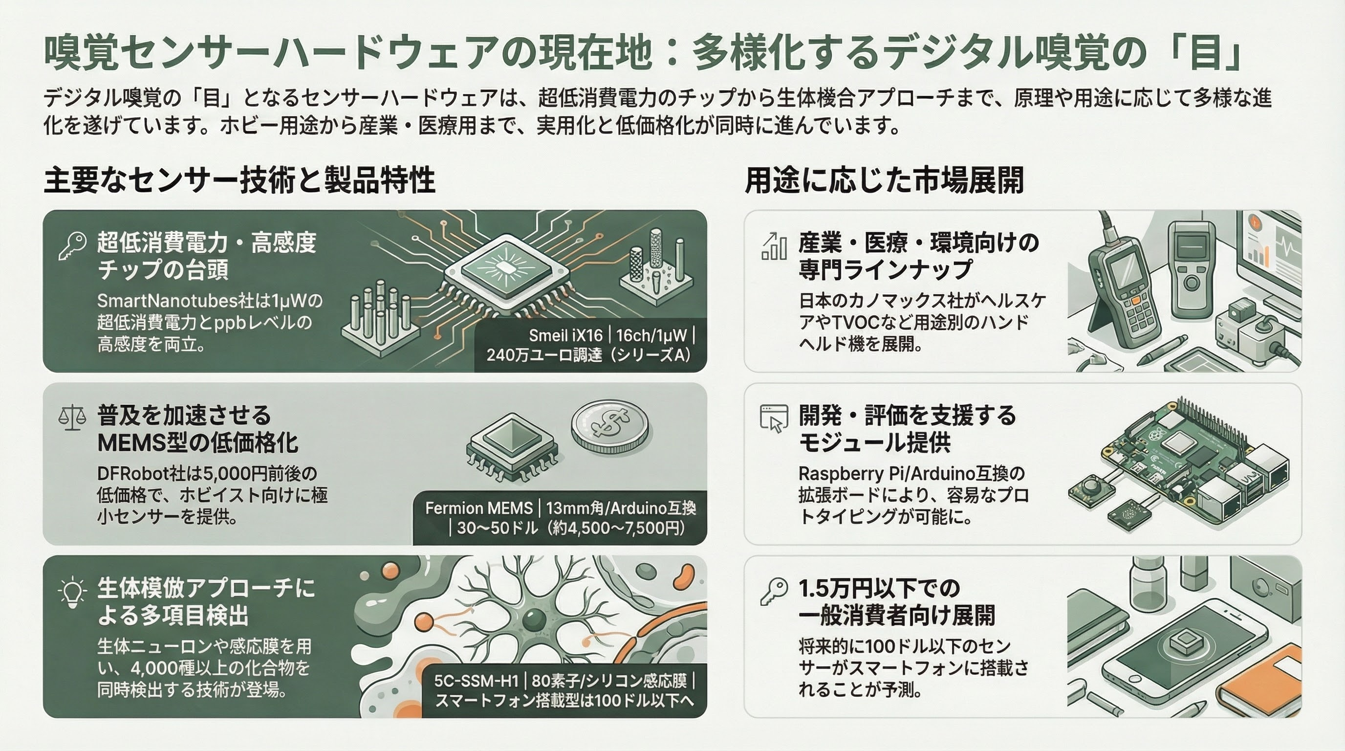 香りのスタートアップ Osmo、Koniku、Aromyx、Moodify、OVR Technology、アロマビット - 嗅覚センサーハードウェアの現在地 - 章扉