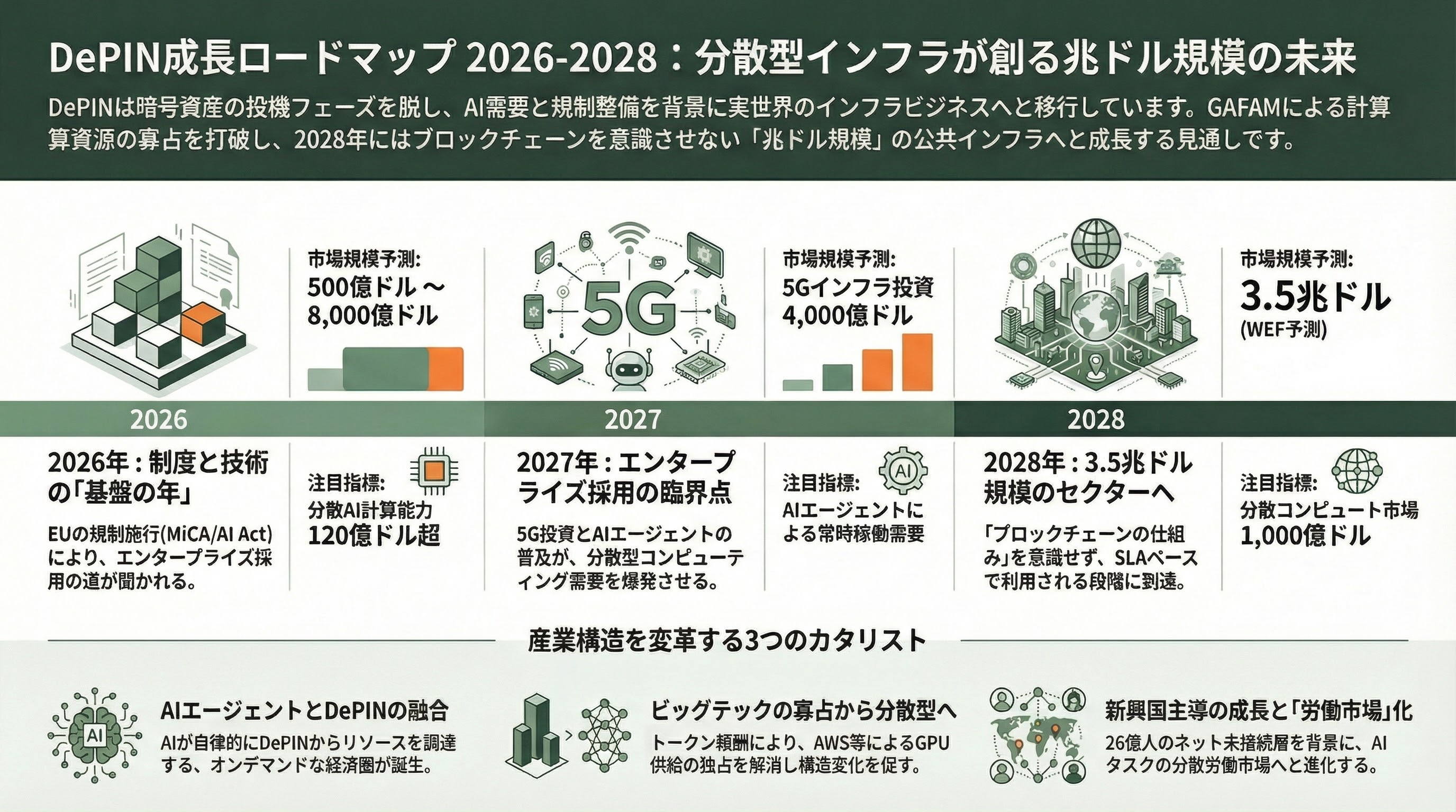 分散型インフラ、推論メッシュ(Global Inference Mesh / DePIN)とは――AI推論の地殻変動と分散コンピューティングの新潮流 - 14. 今後の展望――2026年後半〜2028年のロードマップ - 章扉