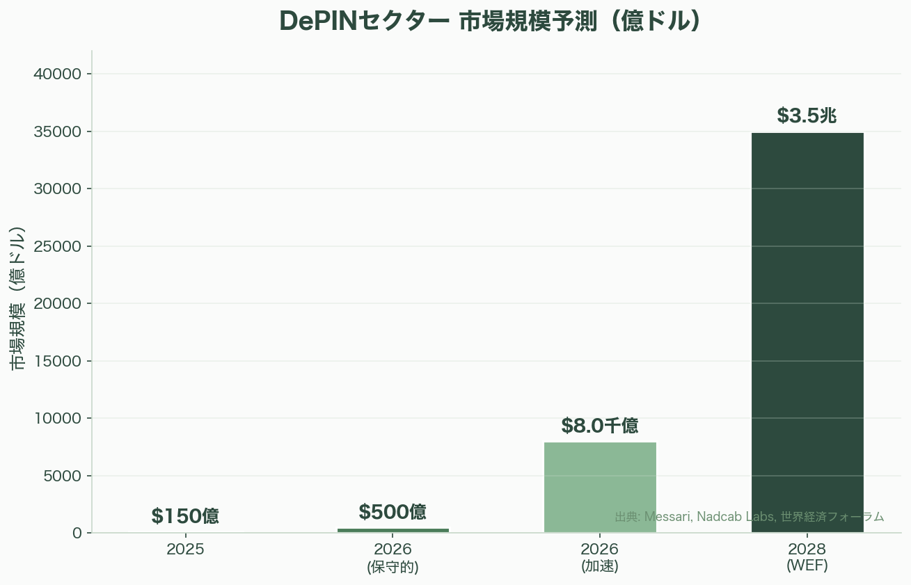 分散型インフラ、推論メッシュ(Global Inference Mesh / DePIN)とは――AI推論の地殻変動と分散コンピューティングの新潮流 - 11. 市場規模とグロース予測 - 図表1