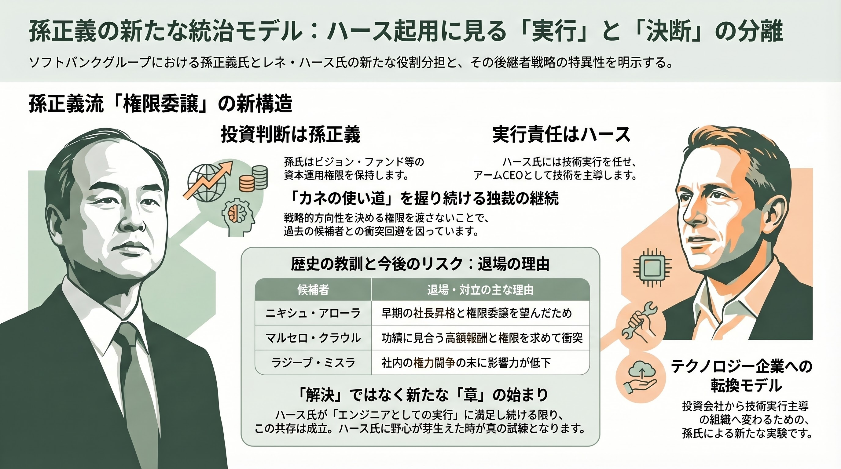 孫正義の後継者問題にも影響か。ソフトバンクGの国際事業の大部分を米Armのルネ・ハース最高経営責任者（CEO）へ - 結論――孫正義は何を手放し、何を手放さないのか - 章扉