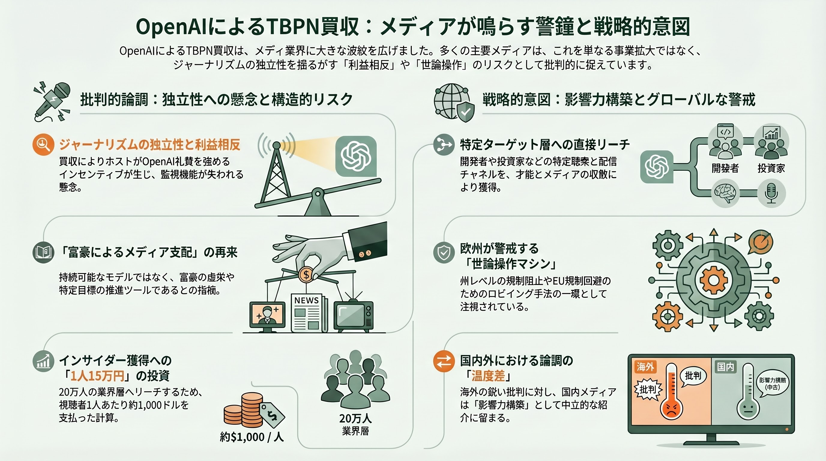 OpenAIの愚かな戦略、人気メディア「TBPN」を買収し、批判の口を塞ぐ - 各紙・各サイトの論調 - 章扉