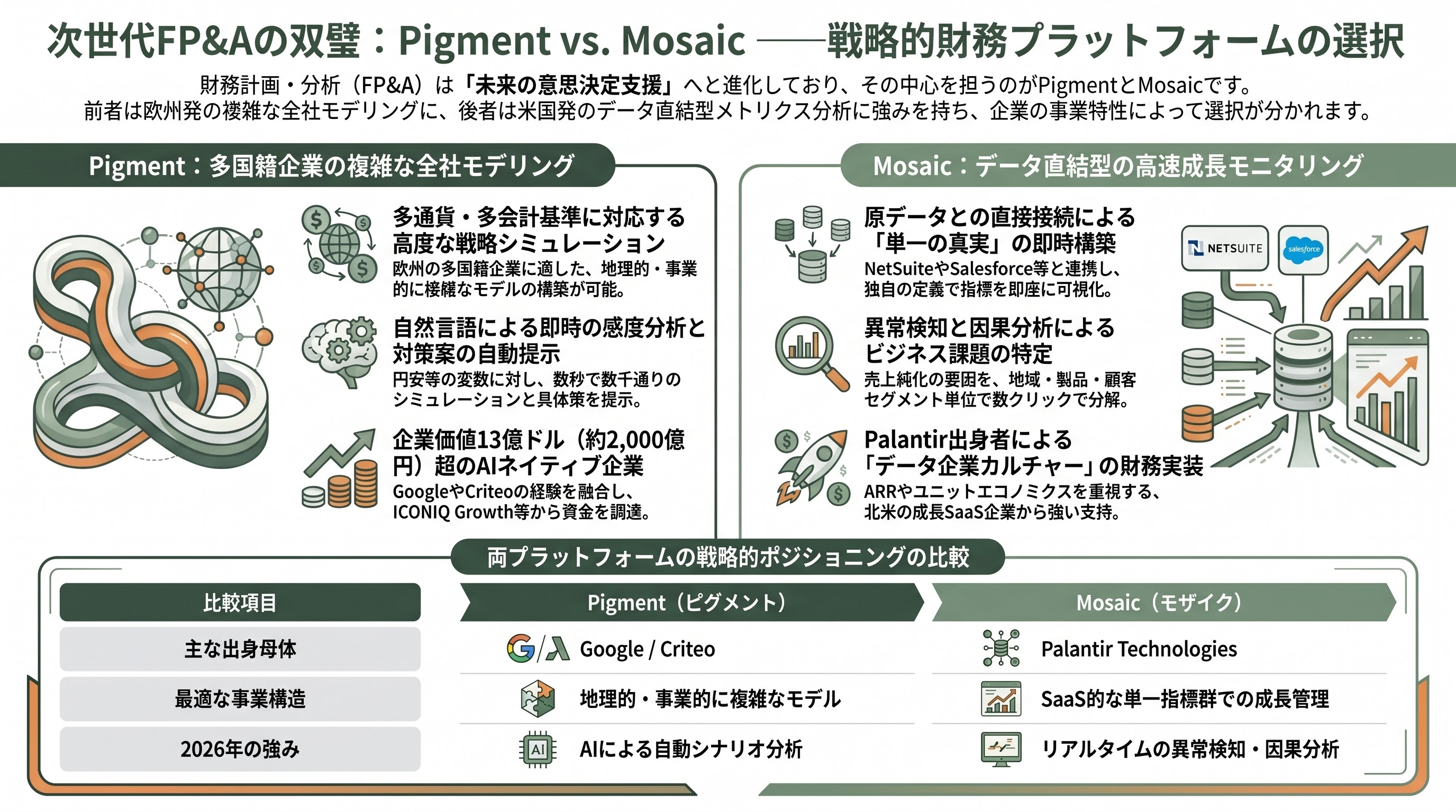 AIによる経理の自動化から戦略的財務・シミュレーション・監査・コンプライアンス。Basis・Vic.ai・Pigment・Vareto・Ramp・Navan ・Numeric 章03