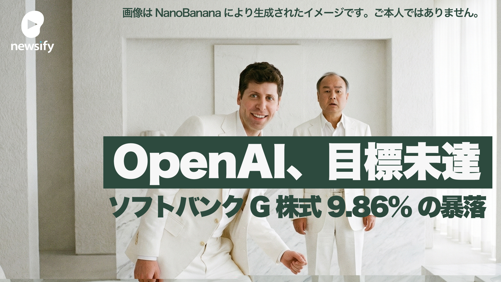 OpenAI、目標未達によりソフトバンクG株式9.86%の暴落。上場計画にも暗雲。