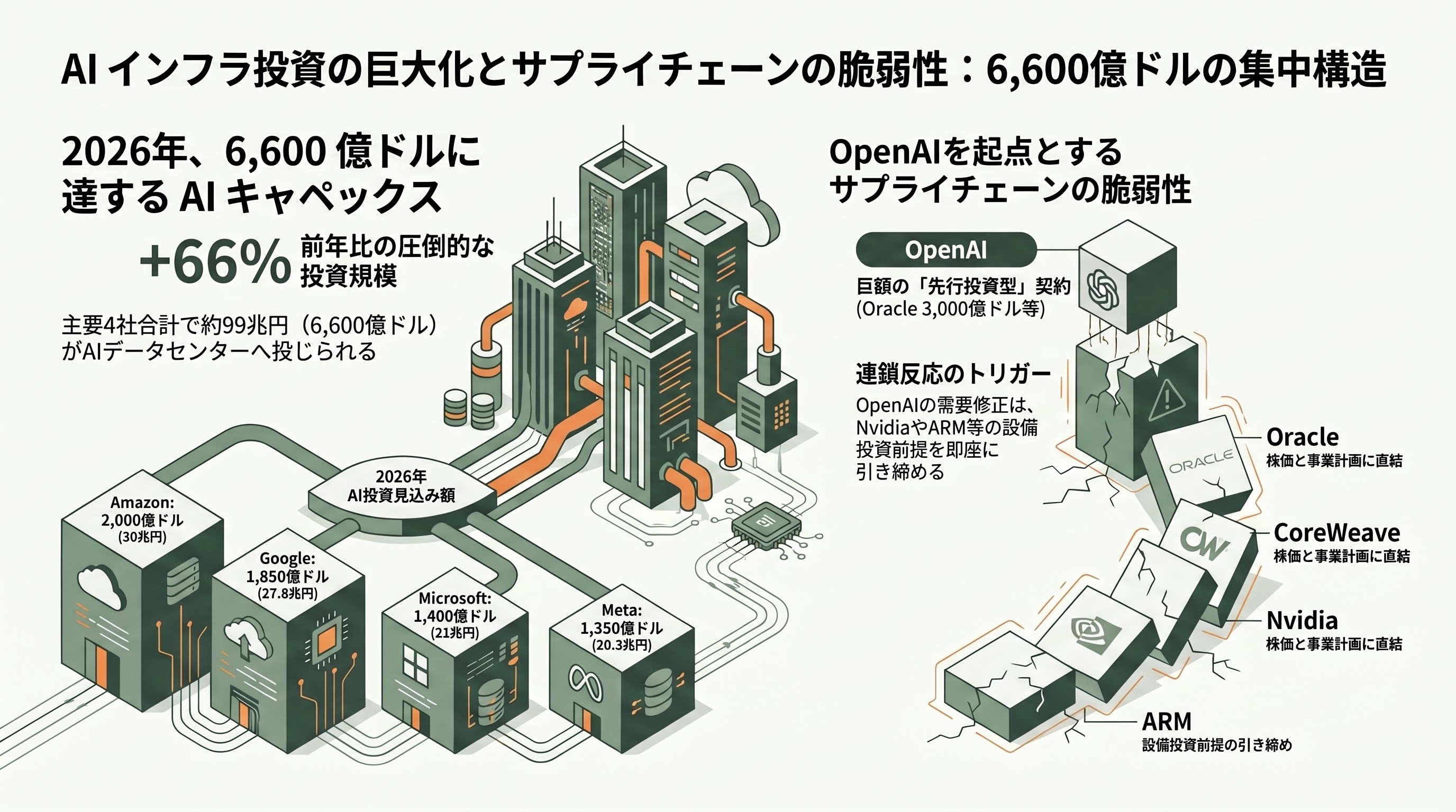 OpenAI、目標未達によりソフトバンクG株式9.86%の暴落。上場計画にも暗雲。 - 6,600億ドルAIキャペックスとサプライチェーンの脆弱性 - 章扉