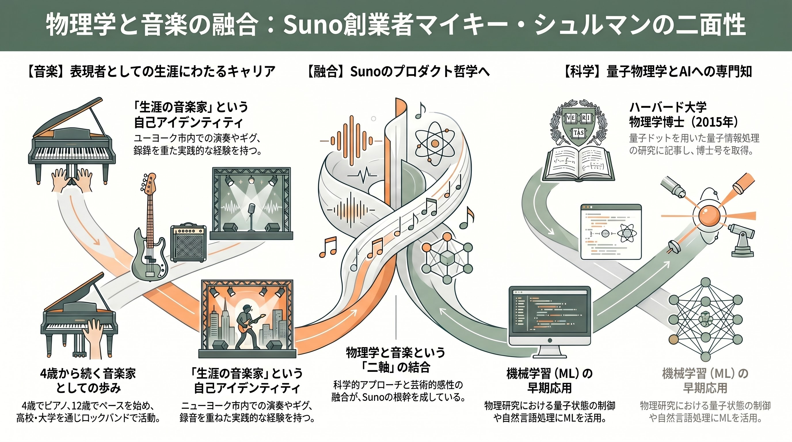 音楽生成AIのトップ、Suno CEO マイキー・シュルマン（Mikey Shulman） - ピアノを4歳で始めた物理学者 - 章扉