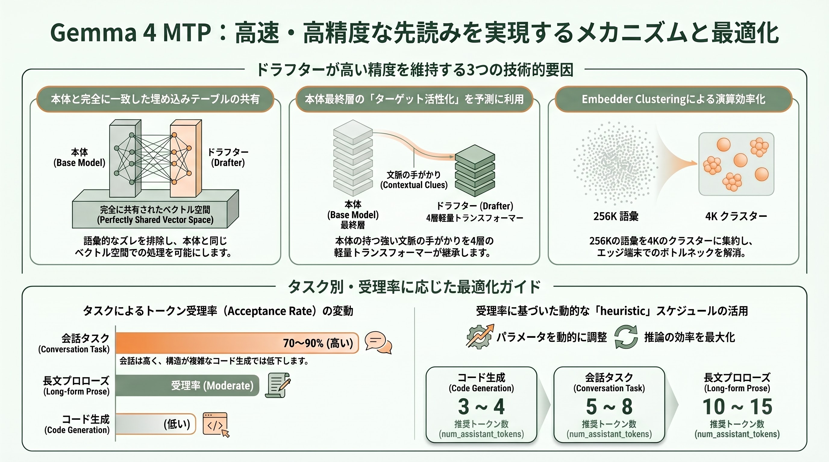 LLM版Ajax？Google Gemma4向け先読み技術 Multi-Token Prediction（MTP）公開。推論を最大3倍高速化 - 「ドラフターは何を見ているか」をもう少し噛み砕く - 章扉