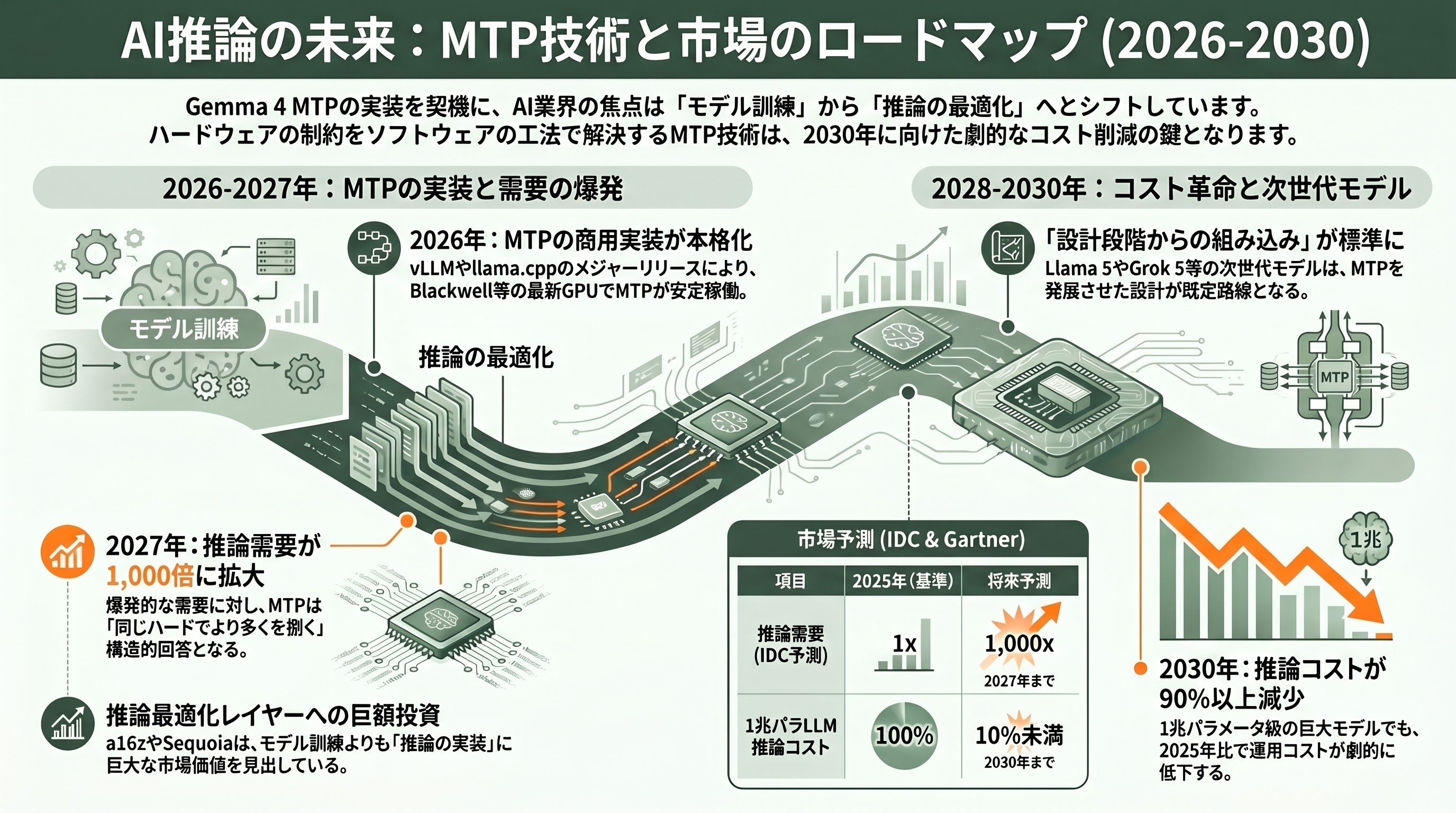 LLM版Ajax？Google Gemma4向け先読み技術 Multi-Token Prediction（MTP）公開。推論を最大3倍高速化 - いつ何が起きるか：直近6〜18ヶ月のロードマップ - 章扉