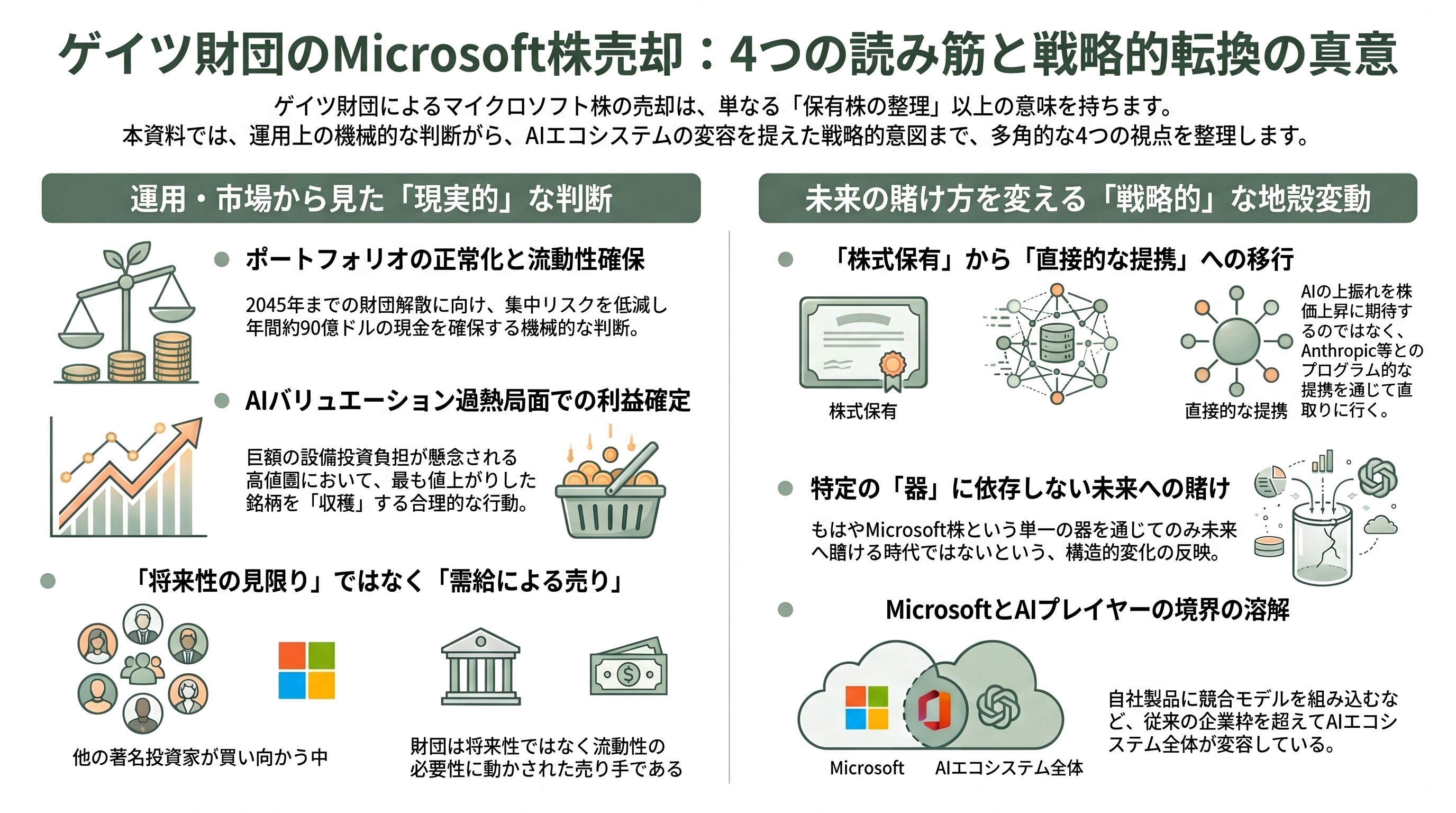 ビル・ゲイツ財団、保有するMicrosoft株32億ドルを全て売却。Anthropicと医療、教育、農業分野での協業を発表 - 32億ドルの全売却 — ゲイツ財団トラストがMicrosoftから完全に降りた - 章扉
