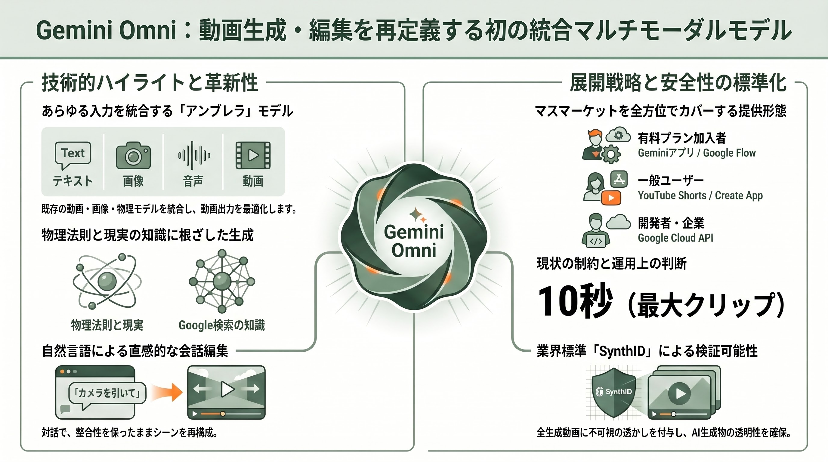 Google I/O開催。あらゆるインプットに対応した動画生成「Gemini Omni」を発表。Gemini 3.5 Proは来月にも登場予定。 - キーノートで発表された主要プロダクトの全体像 - 章扉