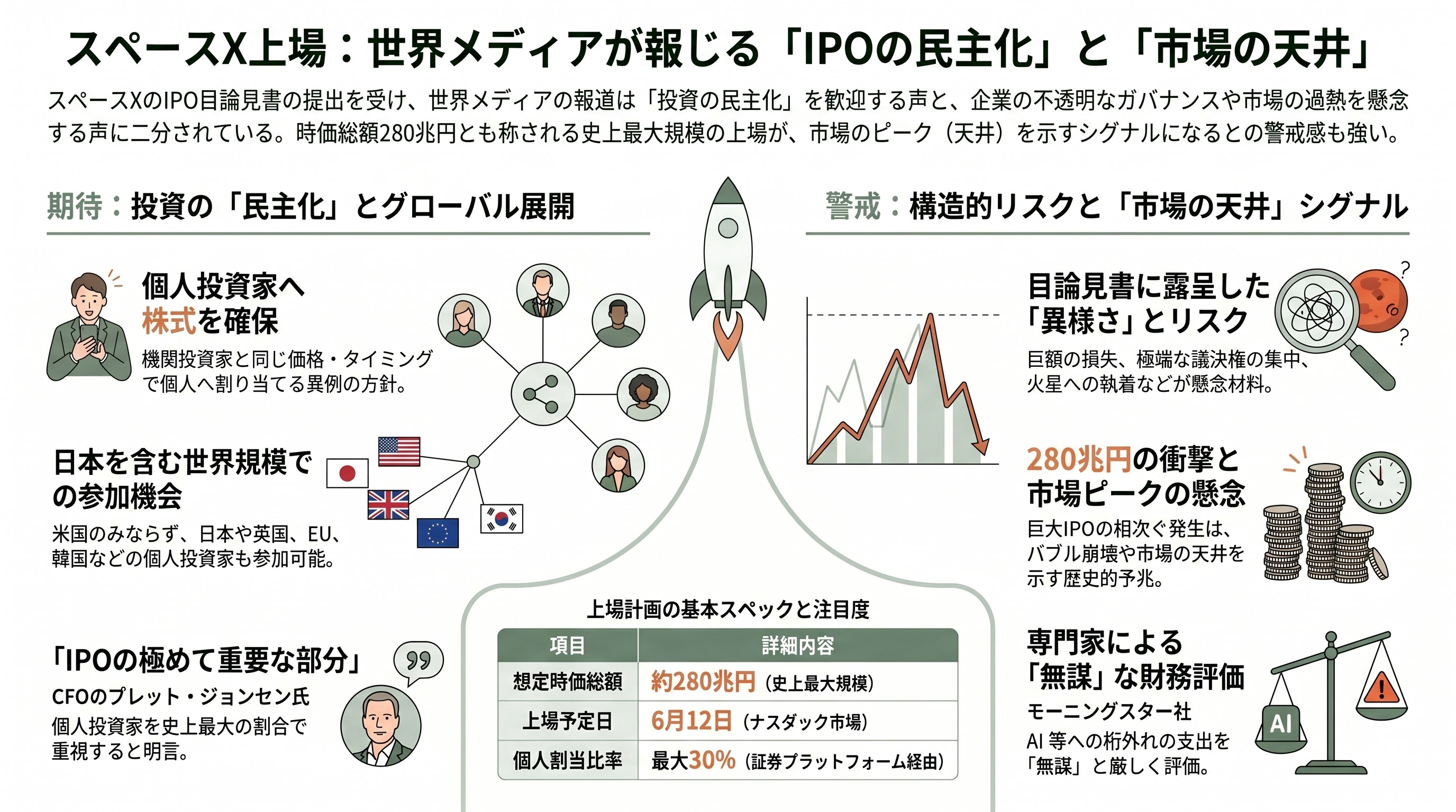 Space X、いよいよIPO。目論見書を読み解く - 各紙・各サイトの報道 ― 「民主化」礼賛と「市場の天井」警戒 - 章扉
