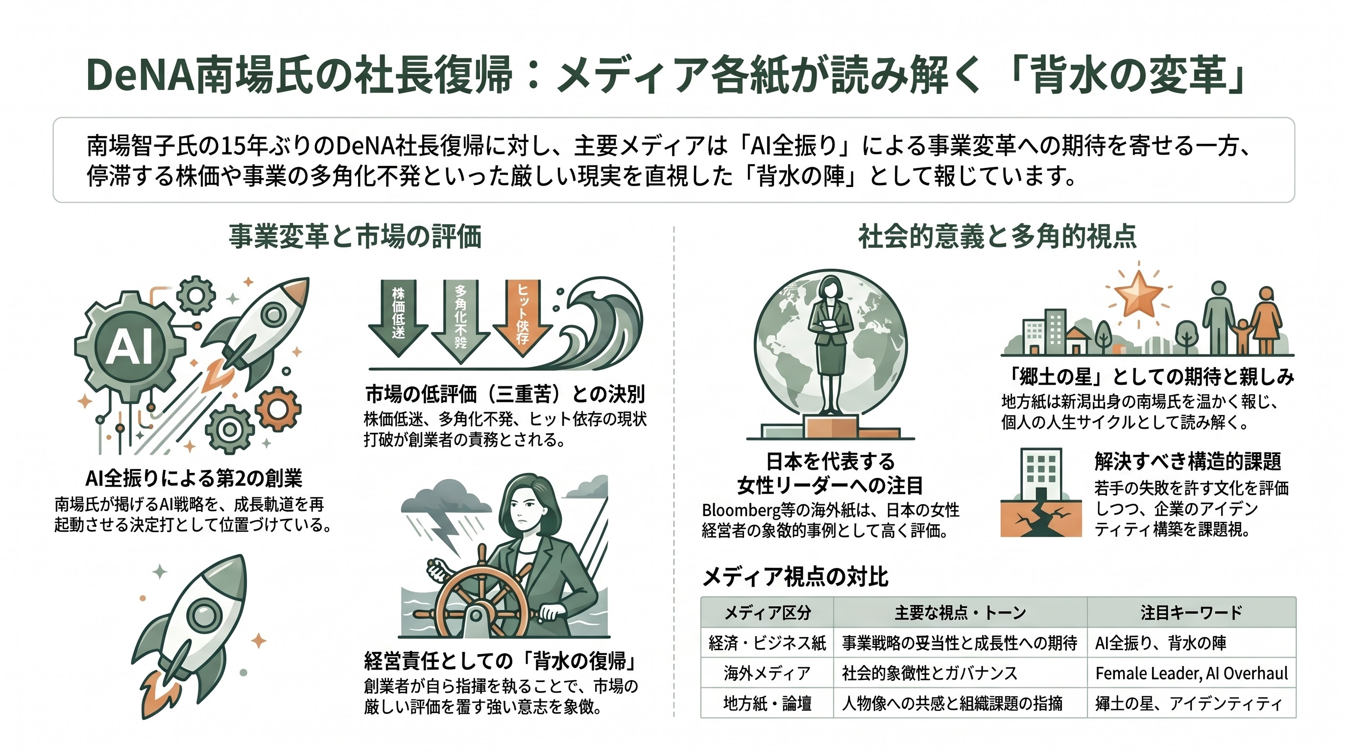 南場智子、DeNA代表取締役社長に復帰。AIによる産業革命にフルコミット。 - 15年ぶりの社長復帰会見――「永久ベンチャー」の決意 - 章扉