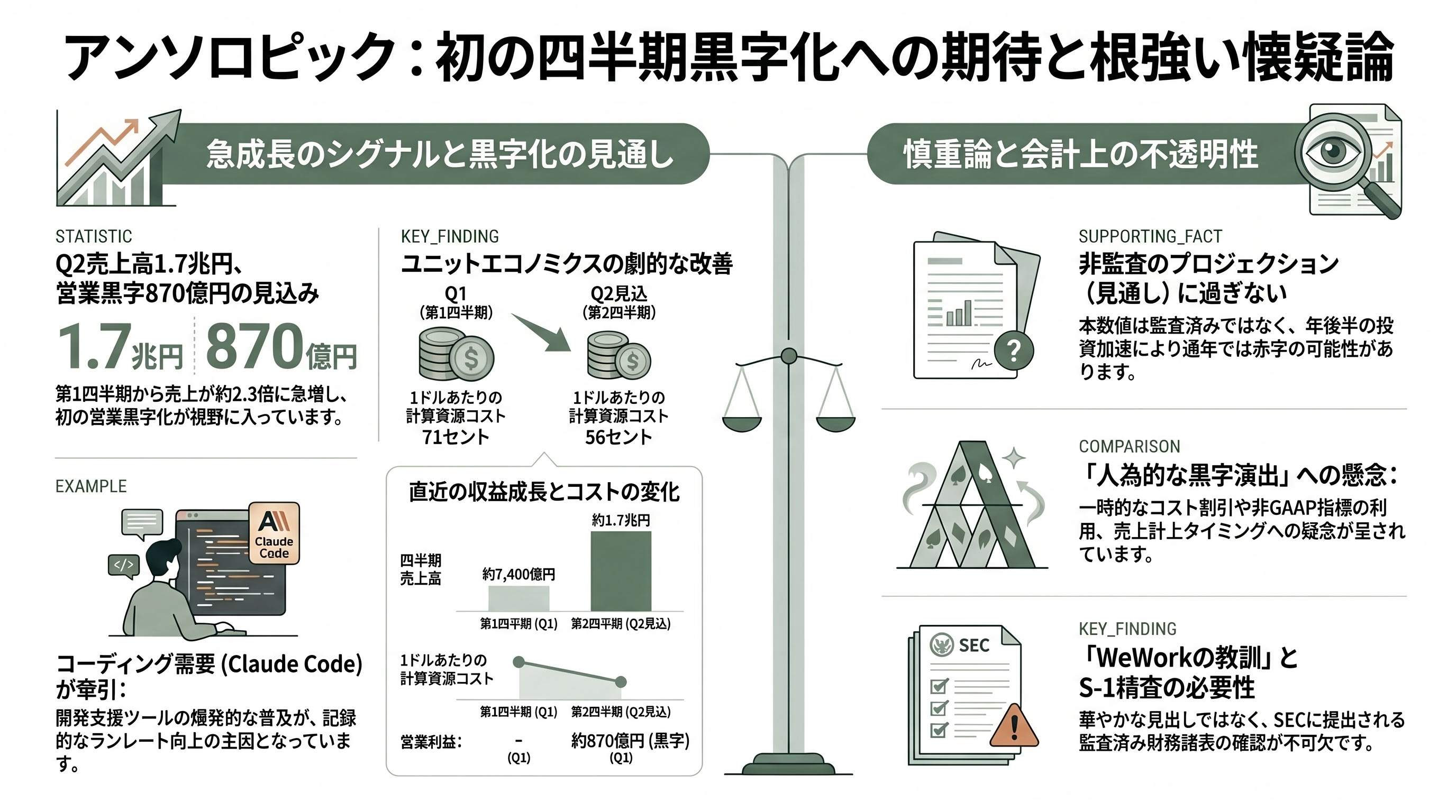 アンソロピック（Anthropic）、新規株式公開（IPO）のための資料を非公開で提出 - 四半期黒字化の現実――1兆円超の四半期売上と、根強い懐疑論 - 章扉