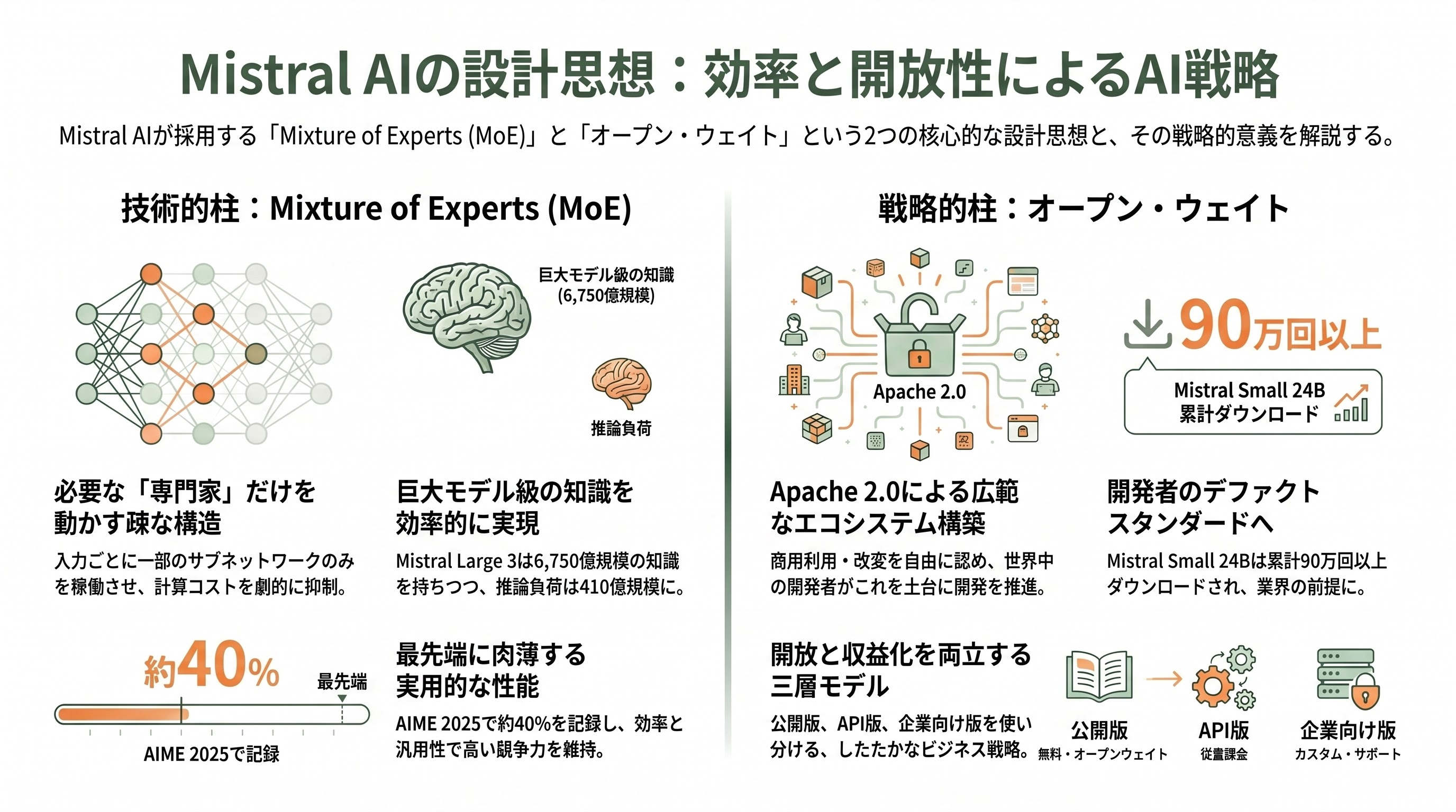 欧州発のソブリンAI「Mistral AI」 CEO Arthur Mensch(アルチュール・メンシュ)。Mixture of Expertsとオープン・ウェイトの哲学 - Mixture of Expertsとオープン・ウェイト——Mistralを支える二つの設計思想 - 章扉