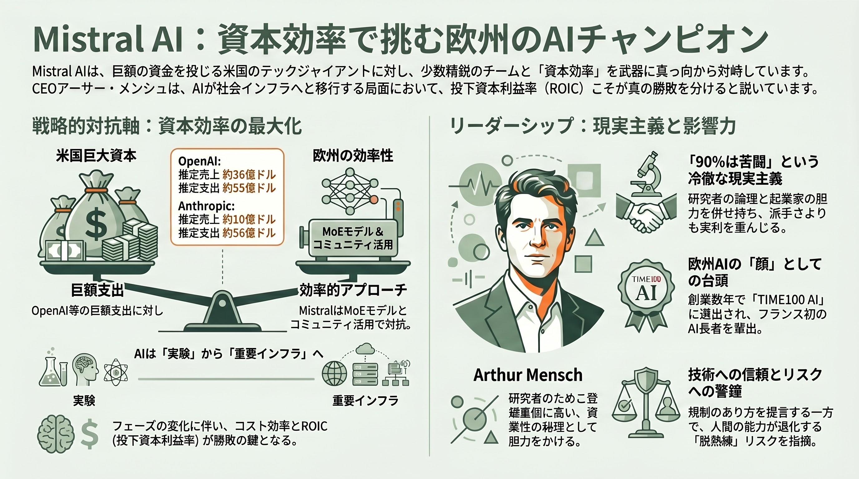 欧州発のソブリンAI「Mistral AI」 CEO Arthur Mensch(アルチュール・メンシュ)。Mixture of Expertsとオープン・ウェイトの哲学 - 人物像とリーダーシップ——「90%は苦闘」、そして世界一資本効率の高いAI企業へ - 章扉