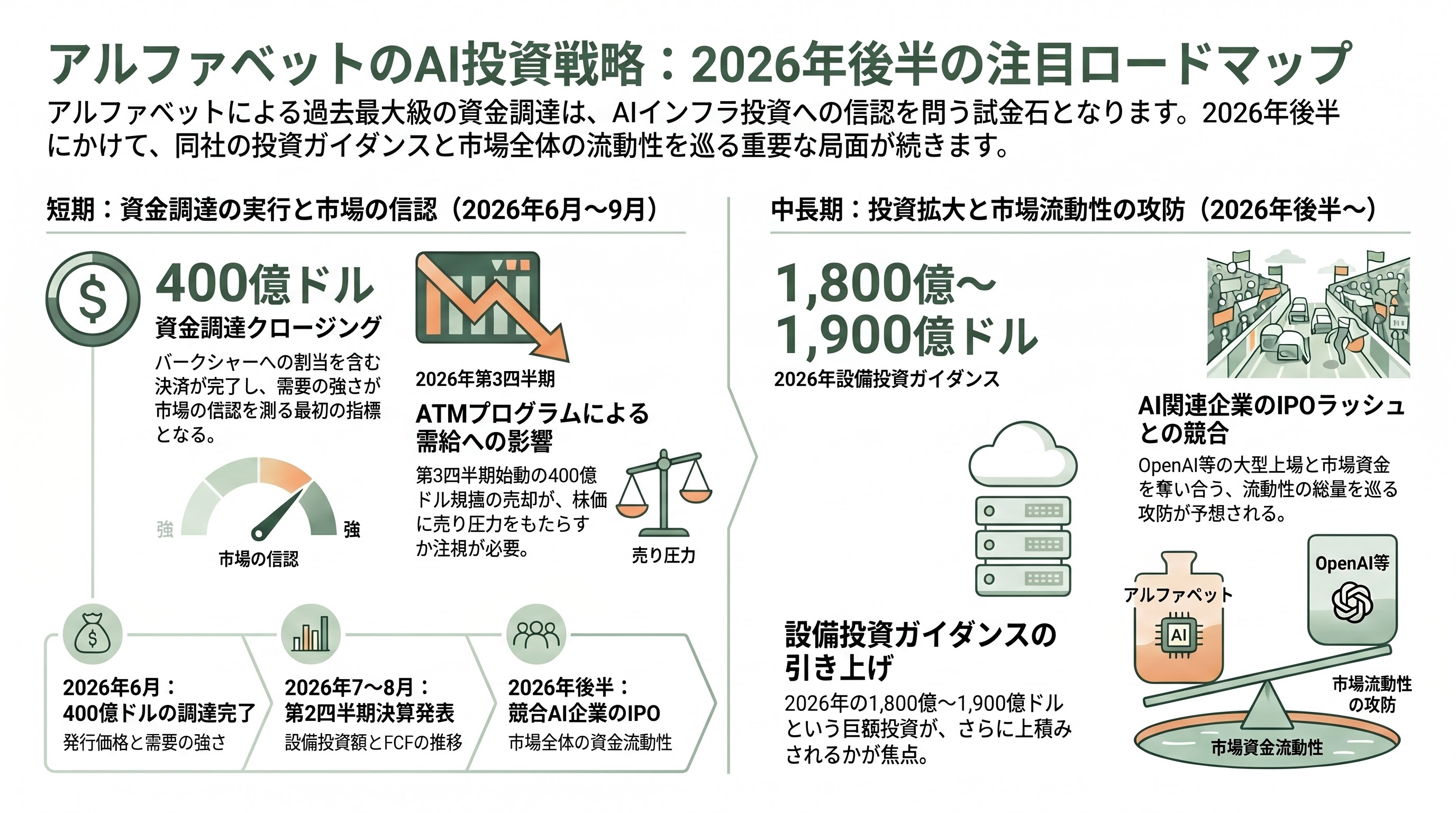 Google親会社Alphabet、総額800億ドル（約12兆円）の資金調達を発表。過去最大級 - 今後の注目点——いつ、どのような新たな動きが計測されるか - 章扉
