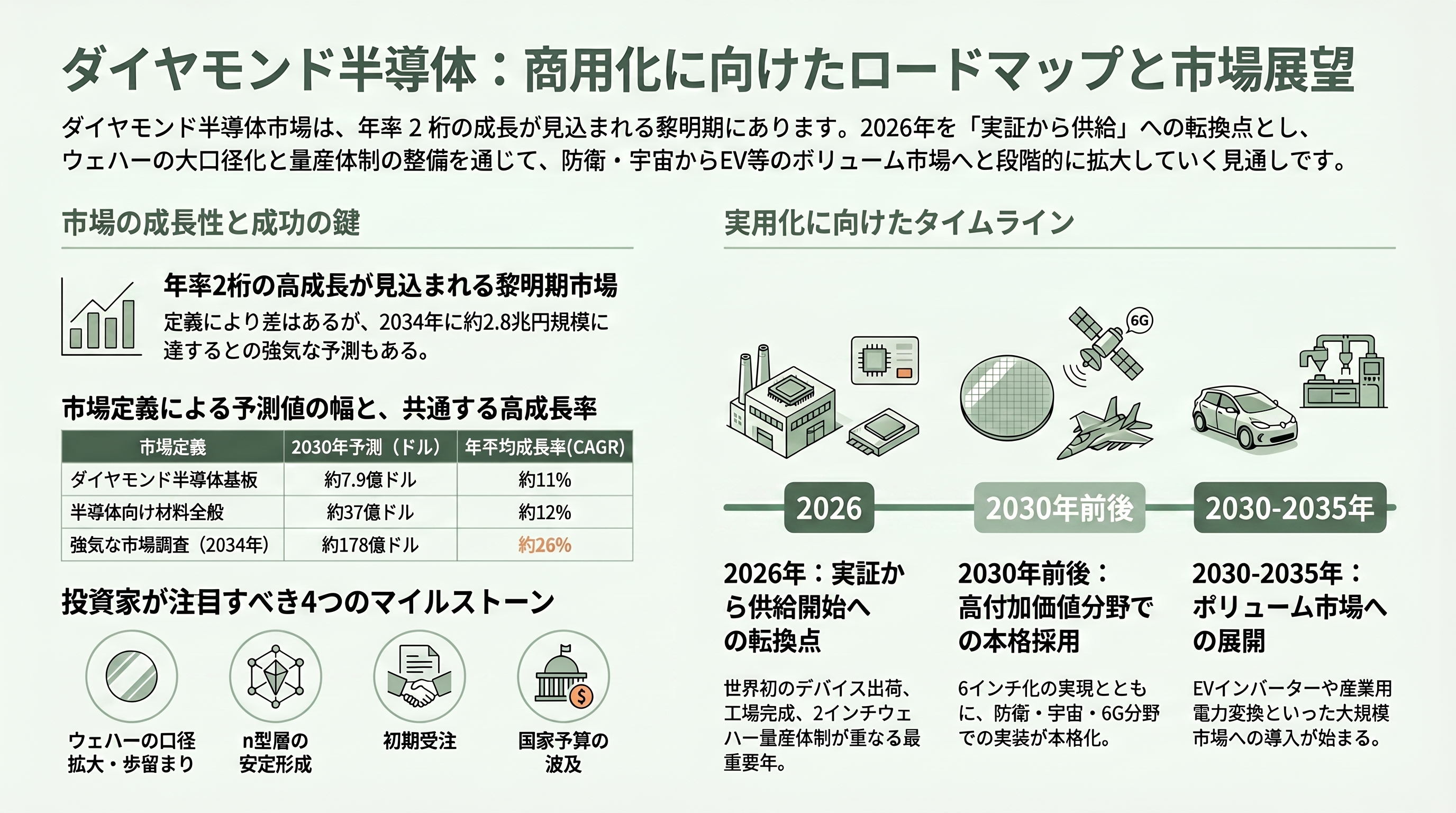 シリコンの限界を突破する究極の半導体、日本が世界をリードするダイヤモンド半導体 - 今後のロードマップと市場規模——いつ何が起こるか - 章扉