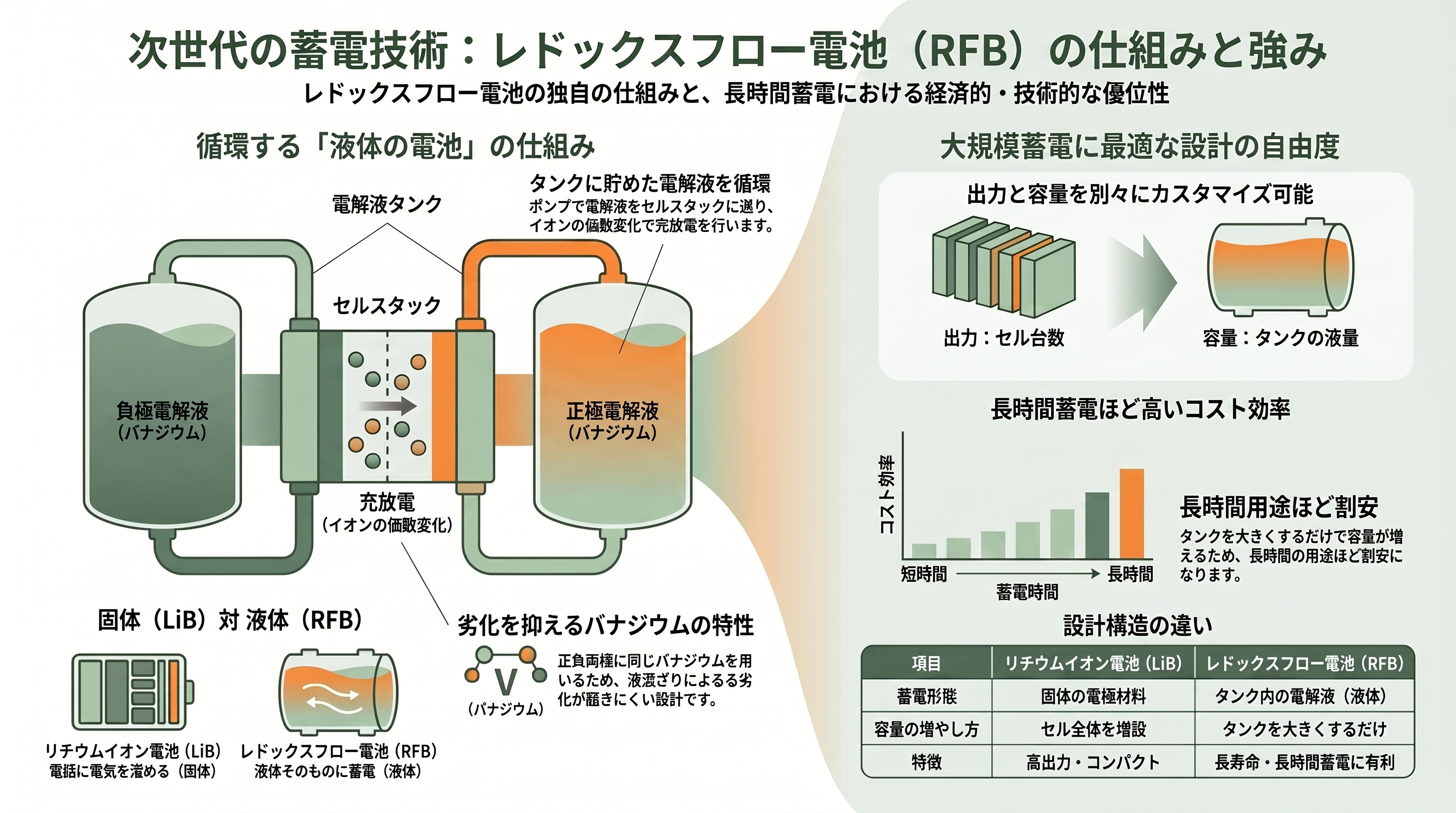 住友電工が世界に先行、燃えない・劣化しない・減らないレドックスフロー電池（Redox Flow Battery） - レドックスフロー電池とは——タンクに貯めた「電気の素」を循環させる蓄電池 - 章扉