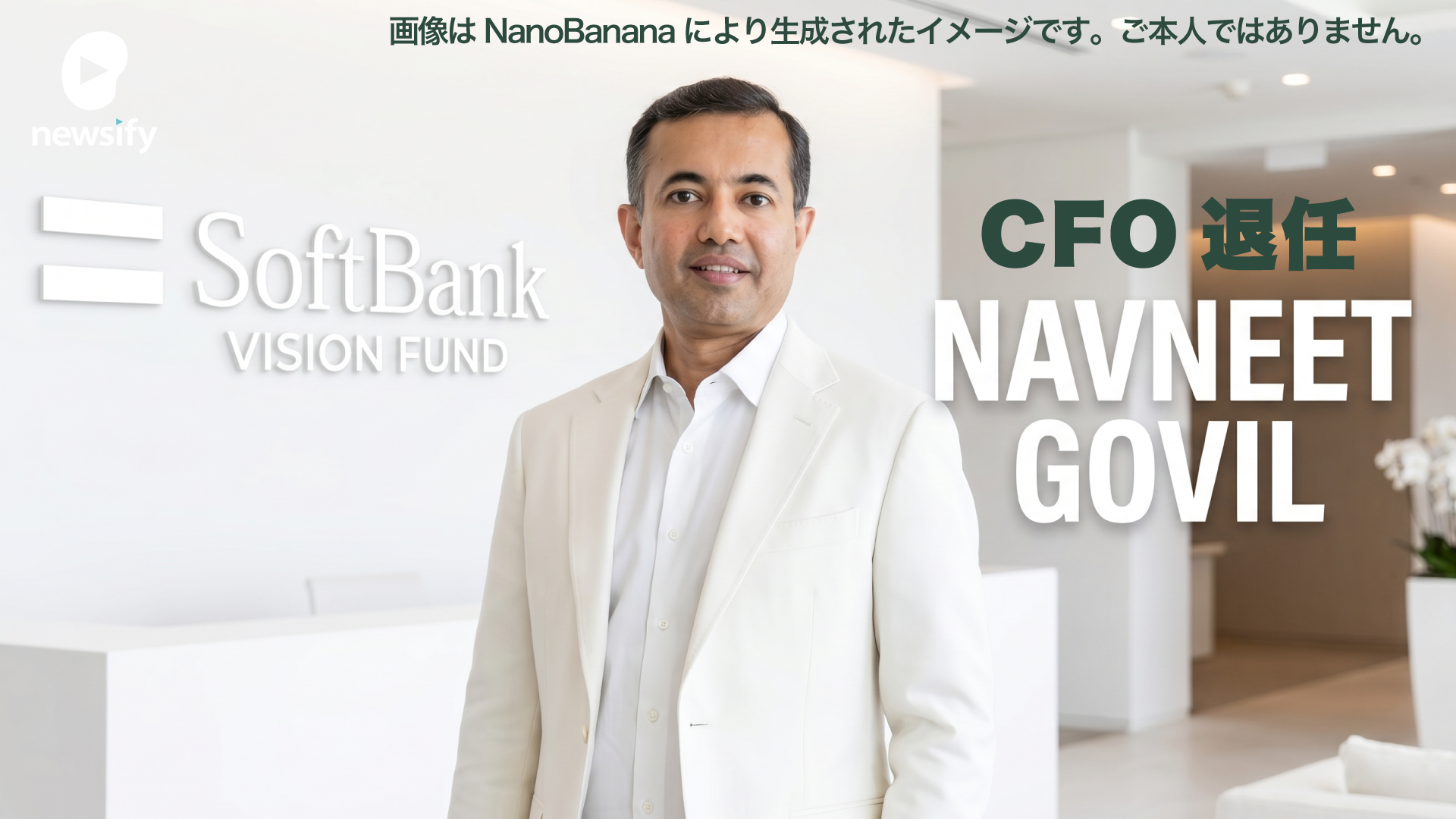 ソフトバンクG、ビジョン・ファンドの最高財務責任者（CFO）ナブニート・ゴビルが退任。ロイターが報道