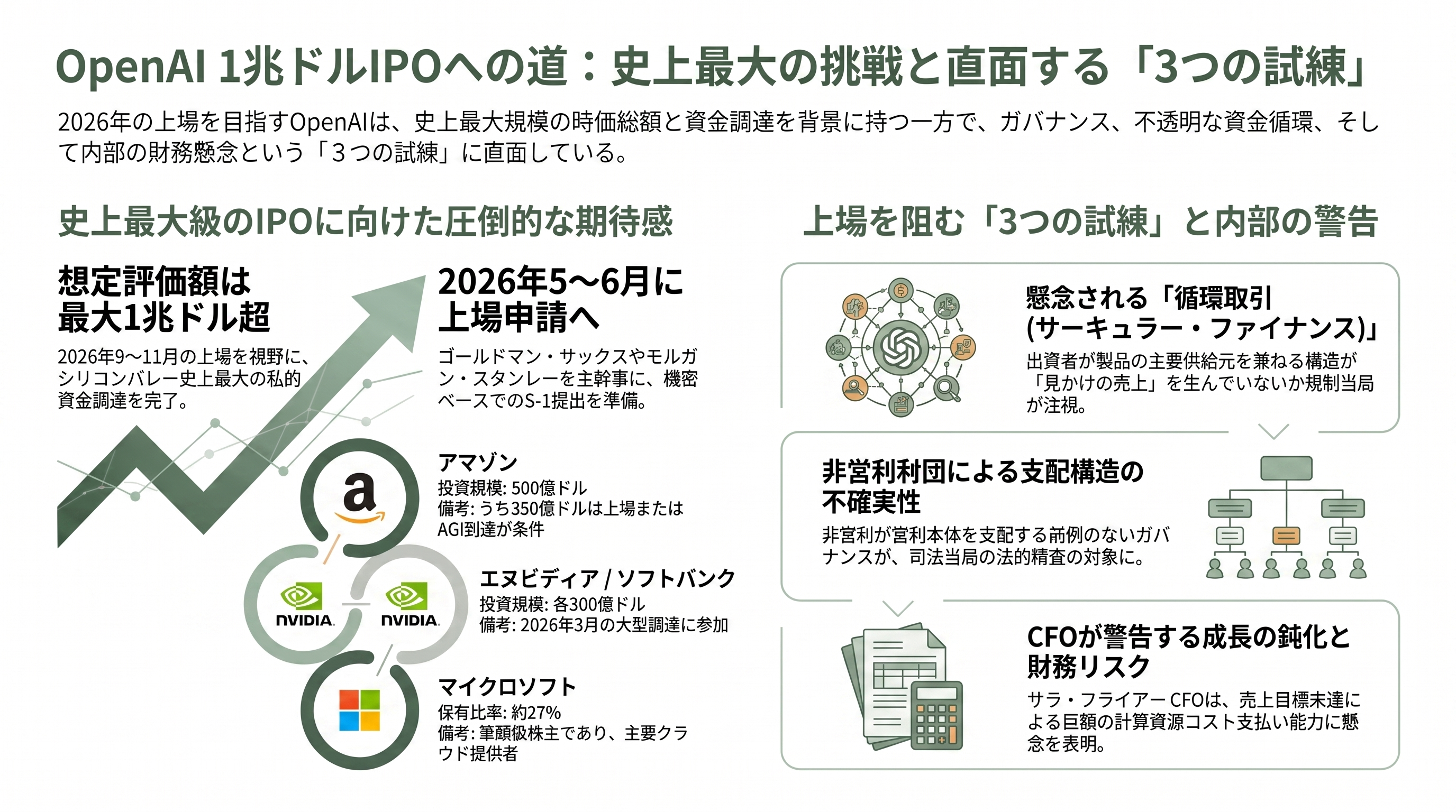 ChatGPT、CodexのOpenAI、最終赤字6.2兆円。フィナンシャル・タイムズなどが報道 - 上場への試練——ガバナンス、循環取引、そして CFO の警告 - 章扉