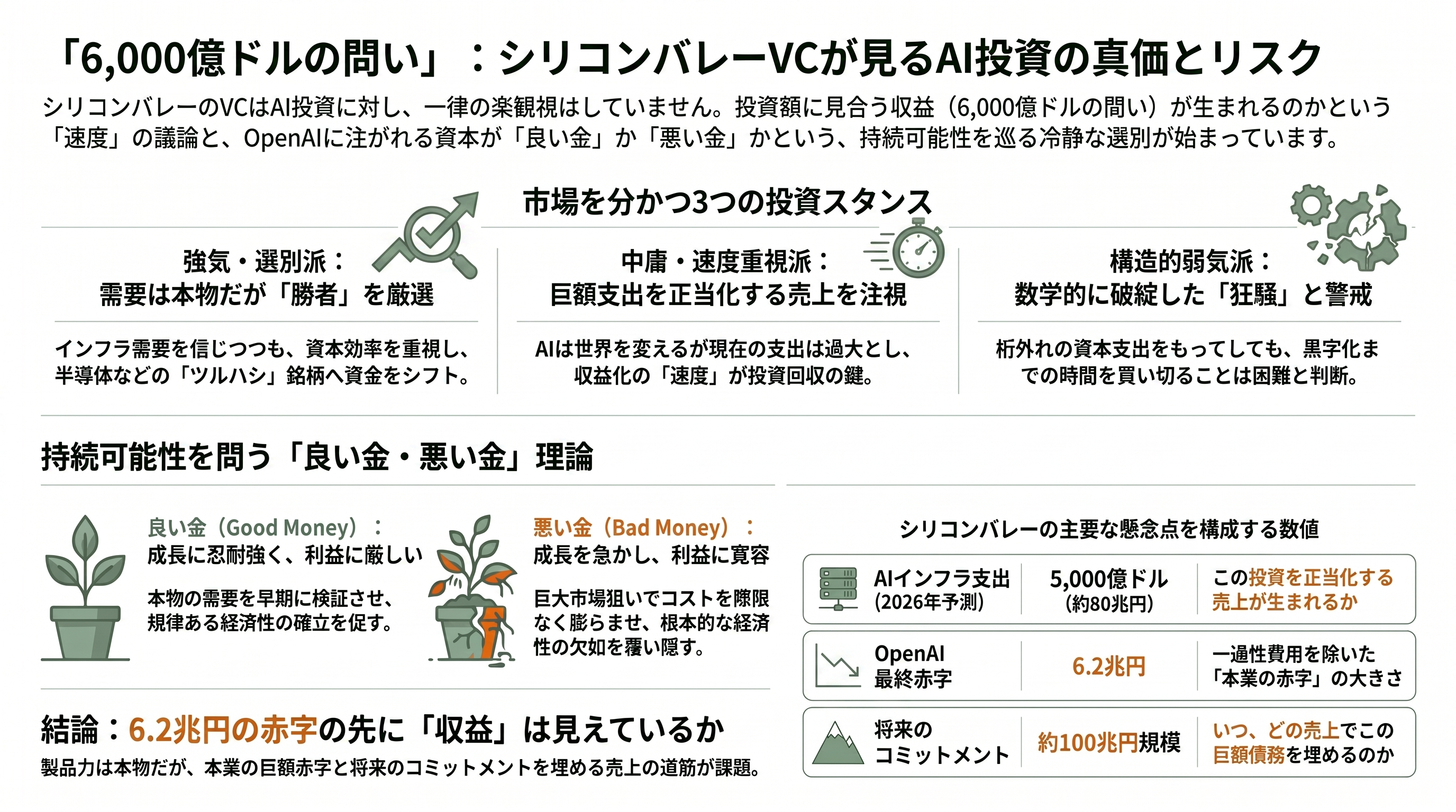 ChatGPT、CodexのOpenAI、最終赤字6.2兆円。フィナンシャル・タイムズなどが報道 - シリコンバレー VC の視点——「6,000 億ドルの問い」と「良い金・悪い金」 - 章扉