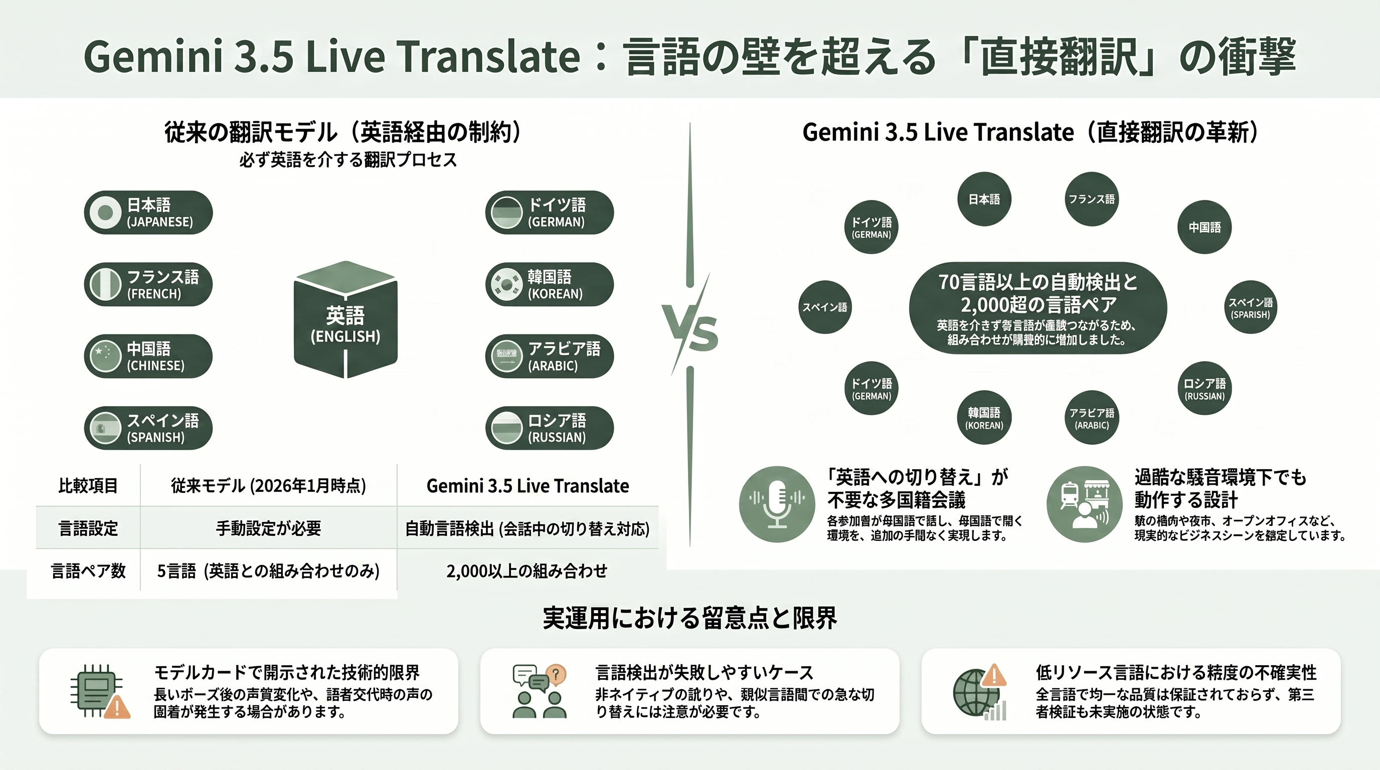 Google、同時通訳級Gemini 3.5 Live Translate発表。70以上の言語に対応 - 70以上の言語に対応——「英語経由」をやめた2,000以上の言語ペア - 章扉