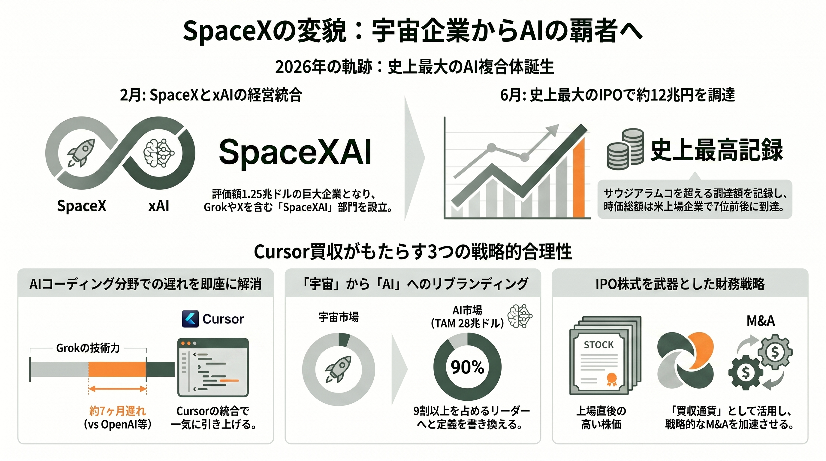 SpaceXが、9.6兆円でAIコーディングのCursor買収へ - なぜ宇宙企業がコーディングAIを買うのか──SpaceXの変貌とxAI吸収 - 章扉