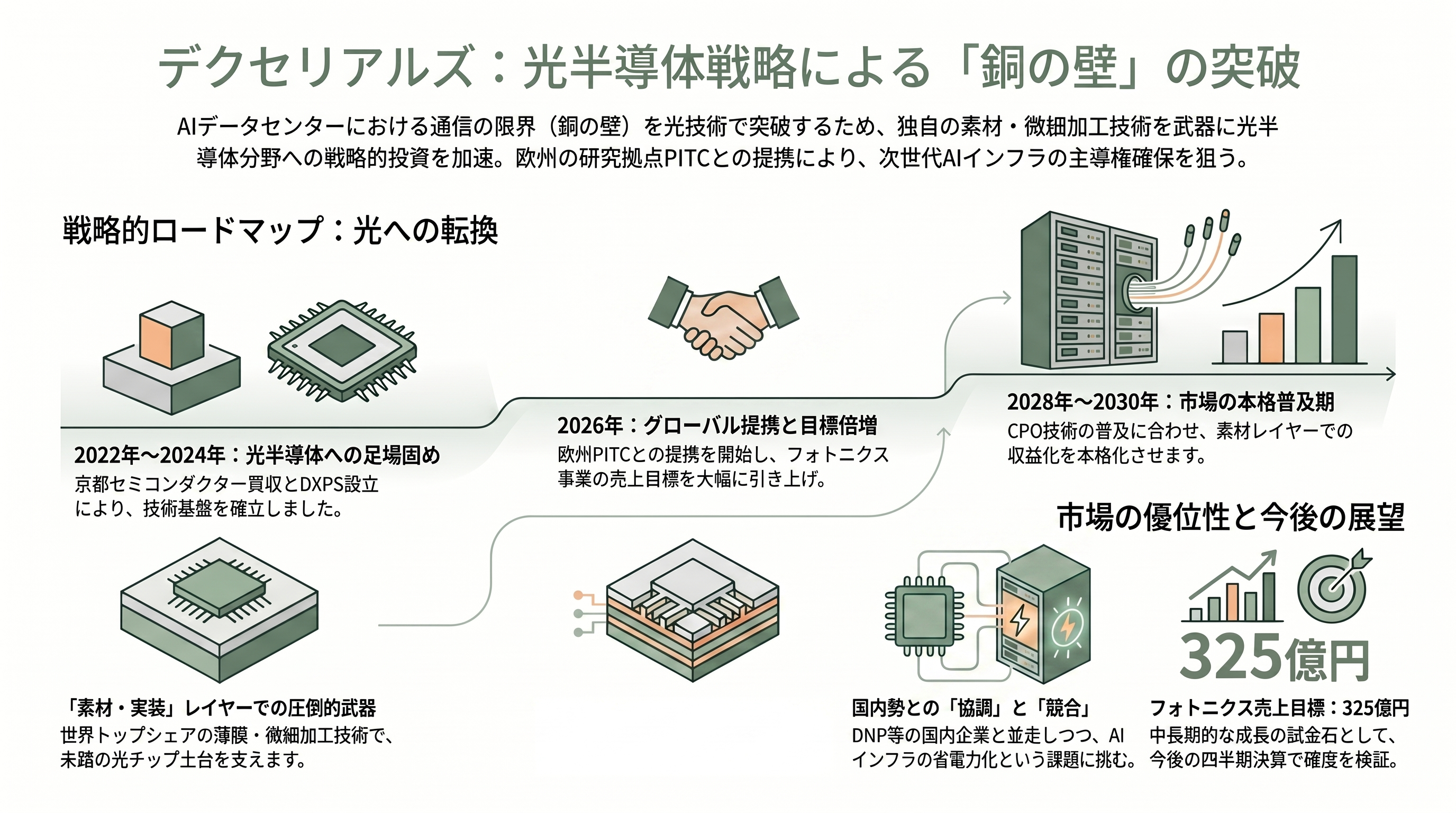 デクセリアルズ（4980）、オランダの研究機関 フォトニック・インテグレーション・テクノロジー・センター（PITC）と光電融合などフォトニクス（光工学）分野で共同研究 - まとめ／論点 - 章扉