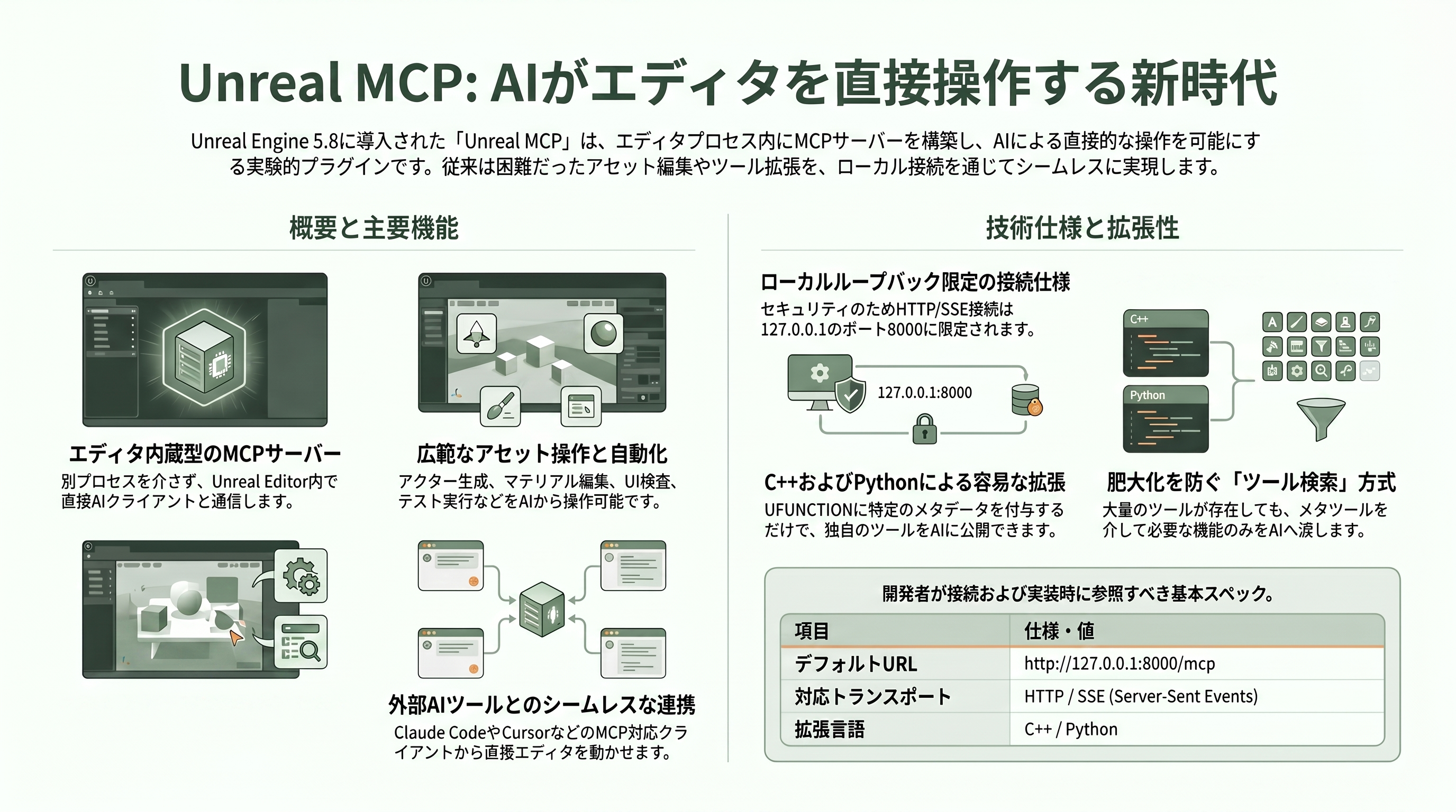 変わるゲーム開発。Unreal Engine 5.8リリース、MCPサーバーを搭載。Claude Codeなどから利用可能に - Unreal MCPサーバーの全容 — エディタが AI に「開かれた」 - 章扉