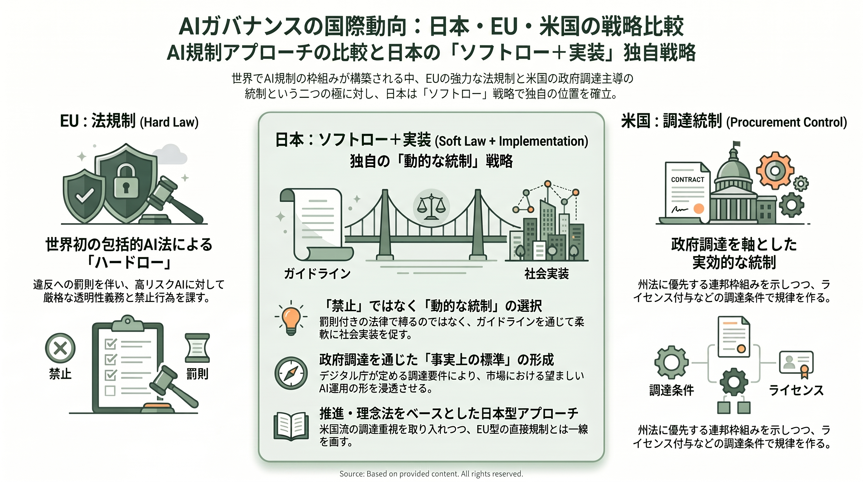 デジタル庁、生成AIガイドライン第2.0版を策定 - 世界の潮流の中の日本 — EU・米国との比較 - 章扉