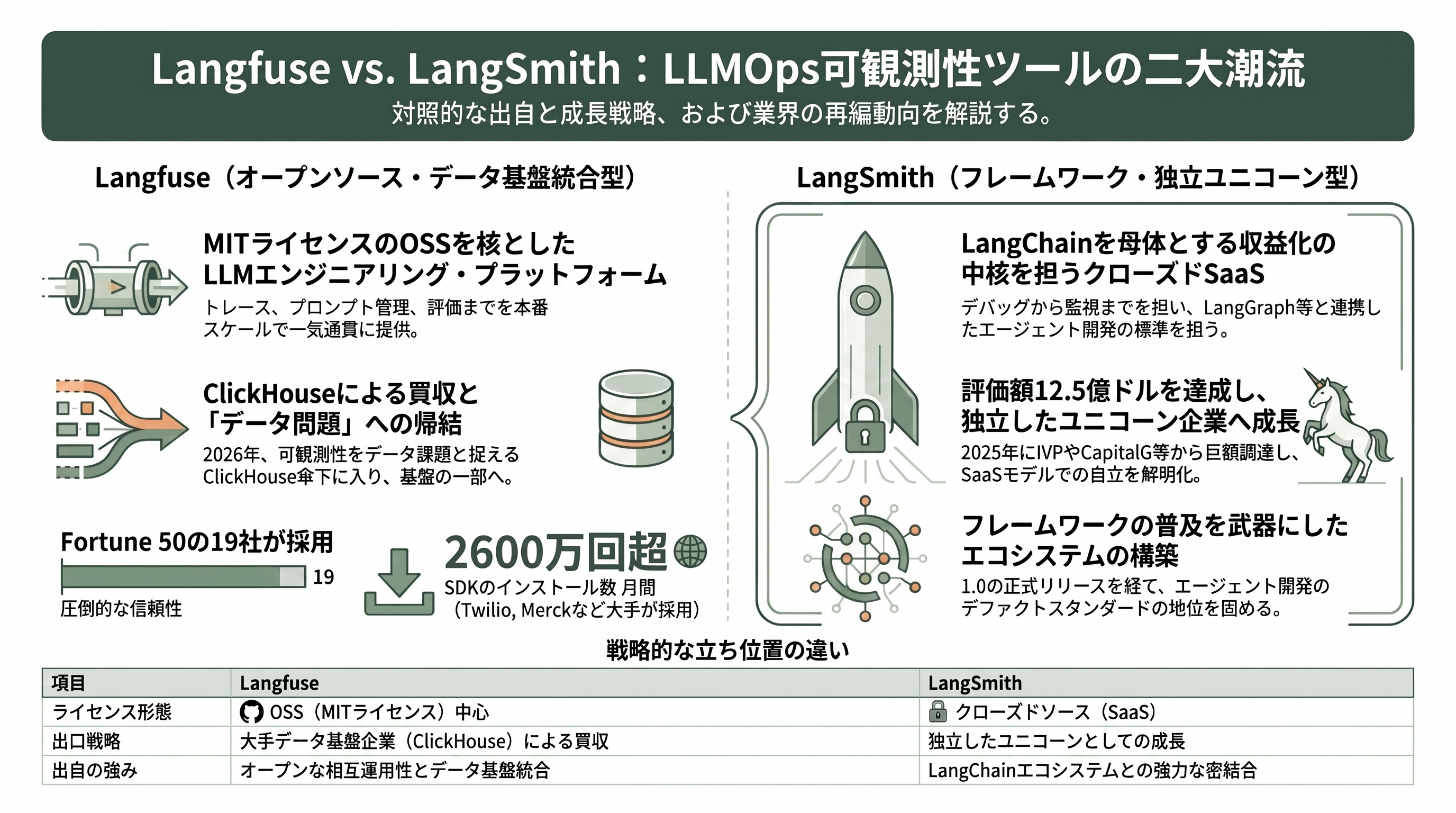 LLMの運用を支えるLLMOps。Langfuse、LangSmith、Helicone、Databricksなど - LangfuseとLangSmith——オープンソースとフレームワークnativeの二大潮流 - 章扉