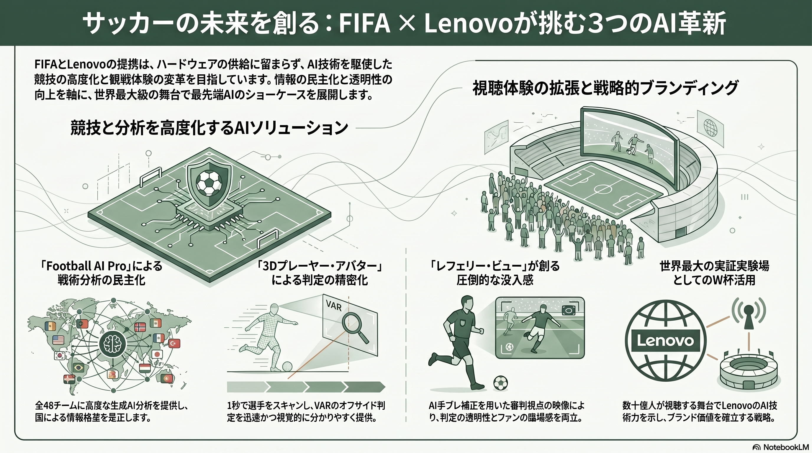 FIFA World Cup 2026オフィシャル・パートナー、LenovoのAI事業の全体像とパーソナルAIエージェントQira（キラ） - サッカーを変える3つのAI——Football AI Pro、3Dアバター、レフェリー・ビュー - 章扉