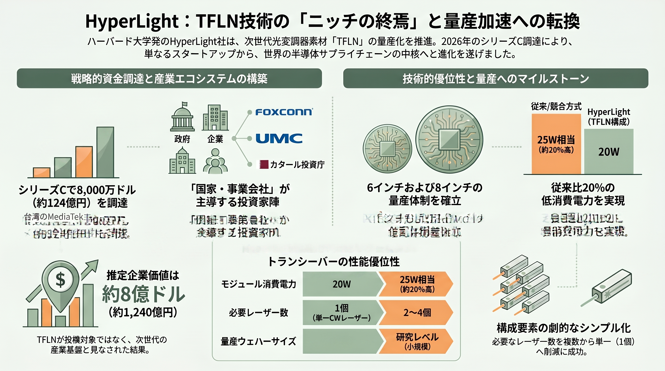 高速・低消費の光電融合次世代材料、TFLN（薄膜ニオブ酸リチウム）。村田製作所（6981）、日本ガイシ（5333）、アルバック（6728）、HyperLight、NANOLN - HyperLight — ハーバード発スタートアップの巨額調達と「ニッチの終焉」 - 章扉
