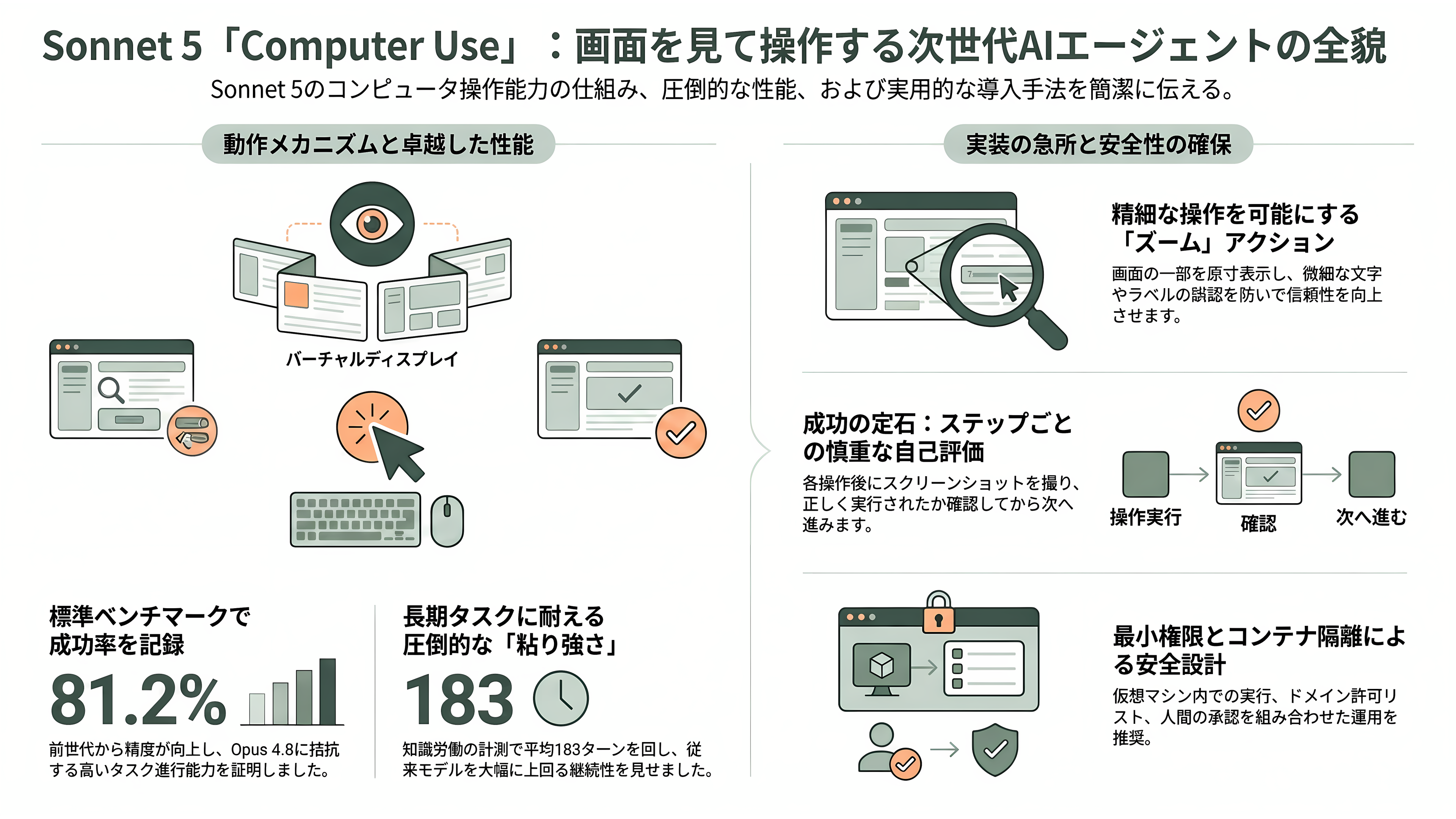 Claude Sonnet 5リリース - Computer use(コンピュータ操作)能力——スクリーンショットで世界を見るエージェント - 章扉