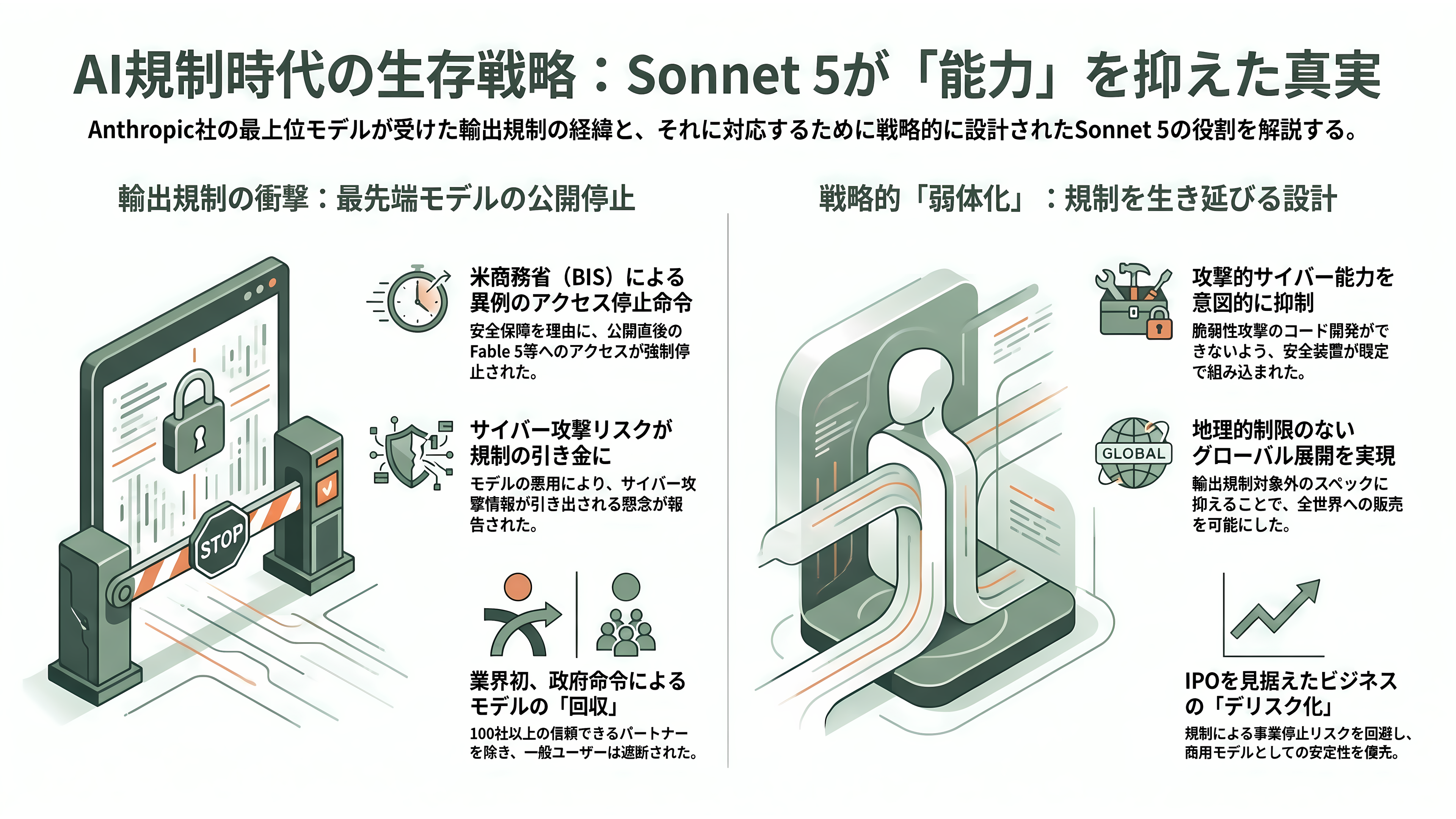 Claude Sonnet 5リリース - 安全保障の影——Fable 5/Mythos 5輸出規制とSonnet 5の位置づけ - 章扉