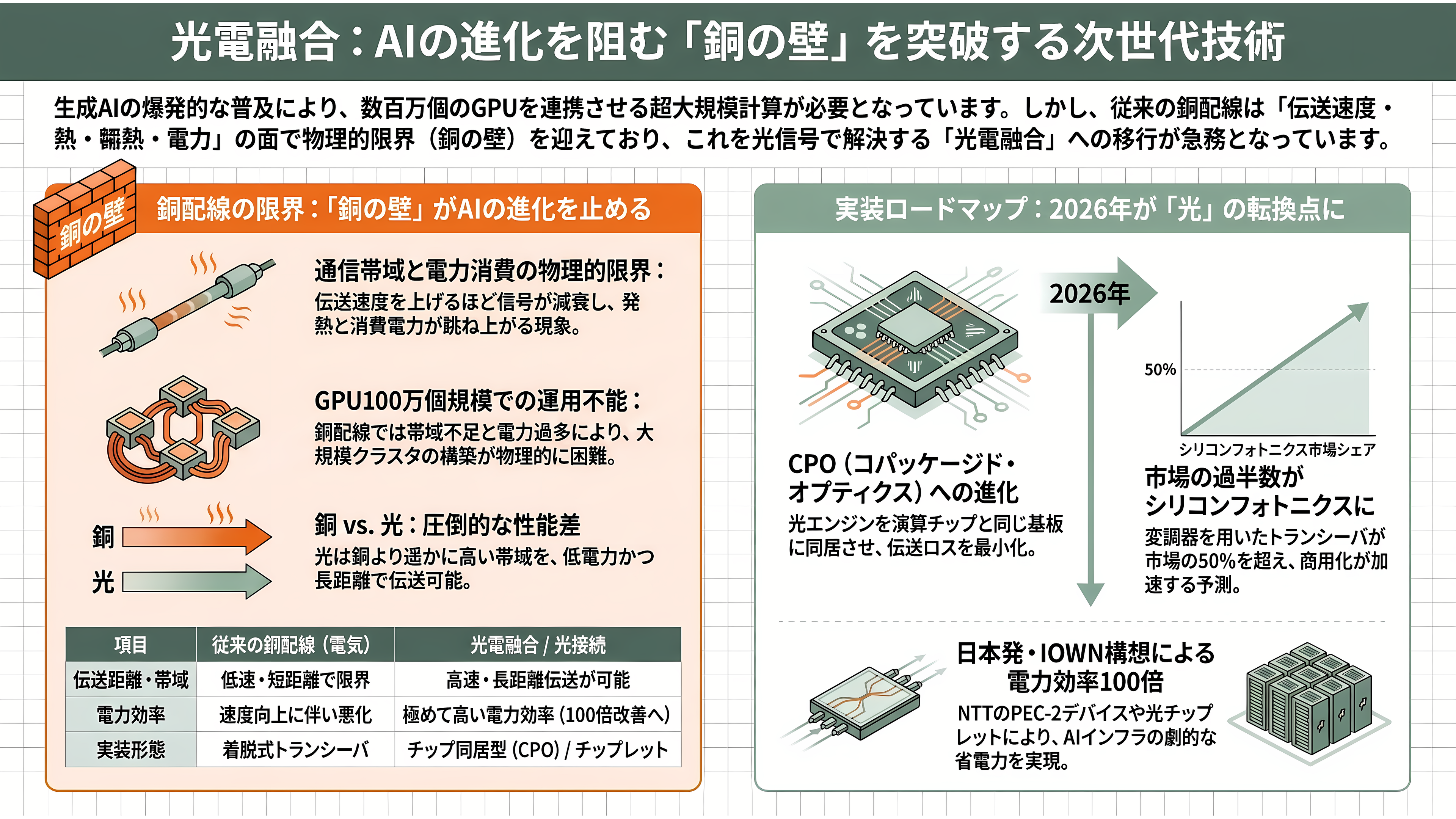 光電融合の急所、インジウムリン（InP）基板。米AXT（AXTI）、住友電工（5802）、JX金属（5016） - 「光電融合」とは何か——AIが突き当たった「銅の壁」 - 章扉