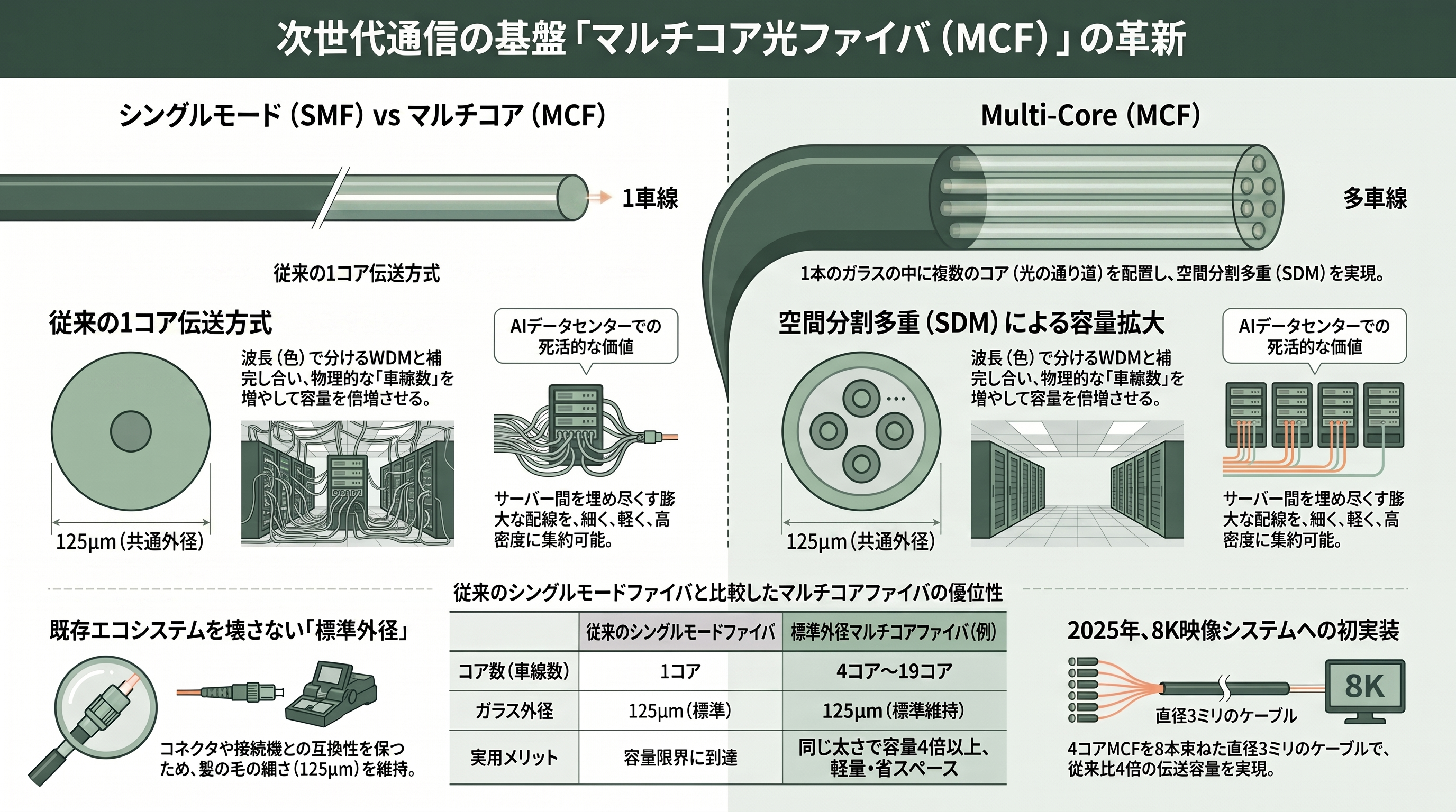 フジクラ(5803)とアンリツ(6754)が進める次世代光通信を支える弱結合型マルチコア光ファイバの研究 - マルチコア光ファイバをやさしく解説する — 1本の中に「車線」を増やす - 章扉