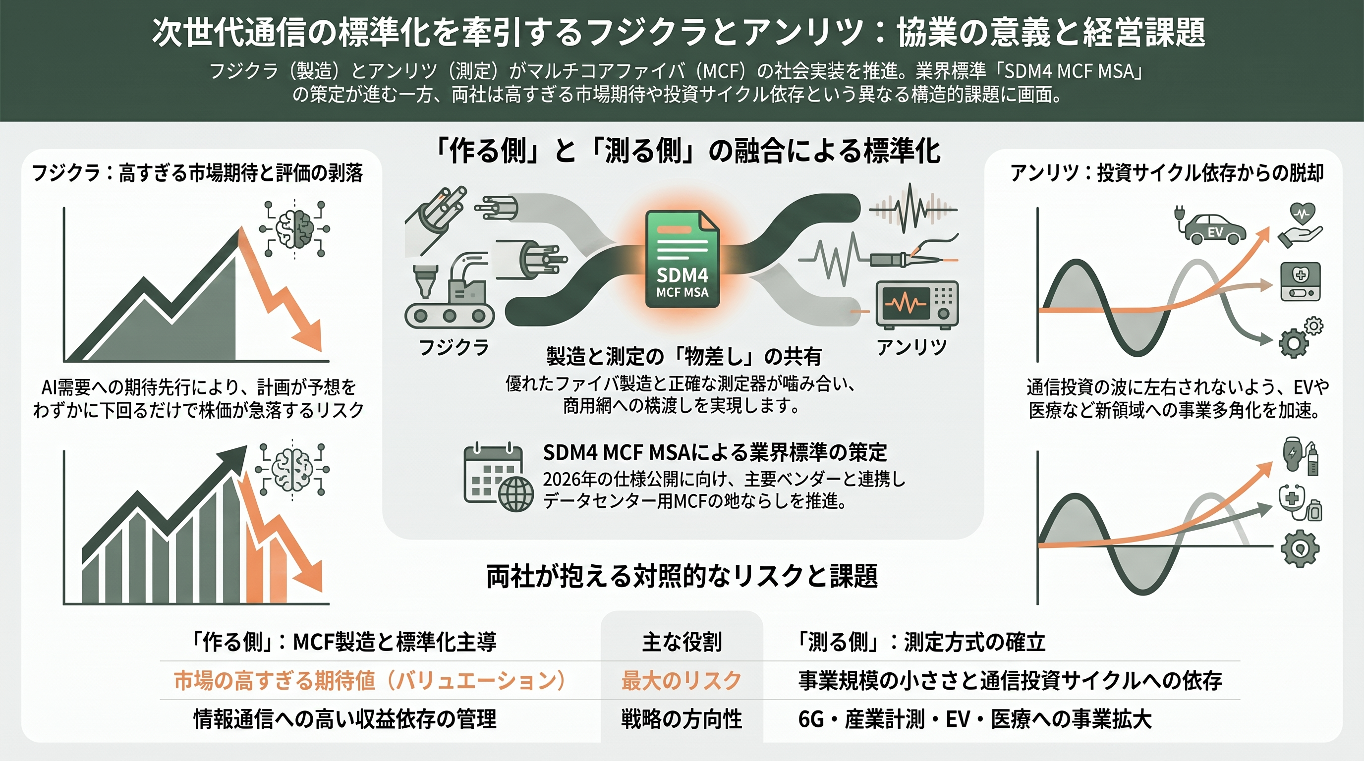 フジクラ(5803)とアンリツ(6754)が進める次世代光通信を支える弱結合型マルチコア光ファイバの研究 - 両社の協業の意味と、それぞれの強み・課題 - 章扉