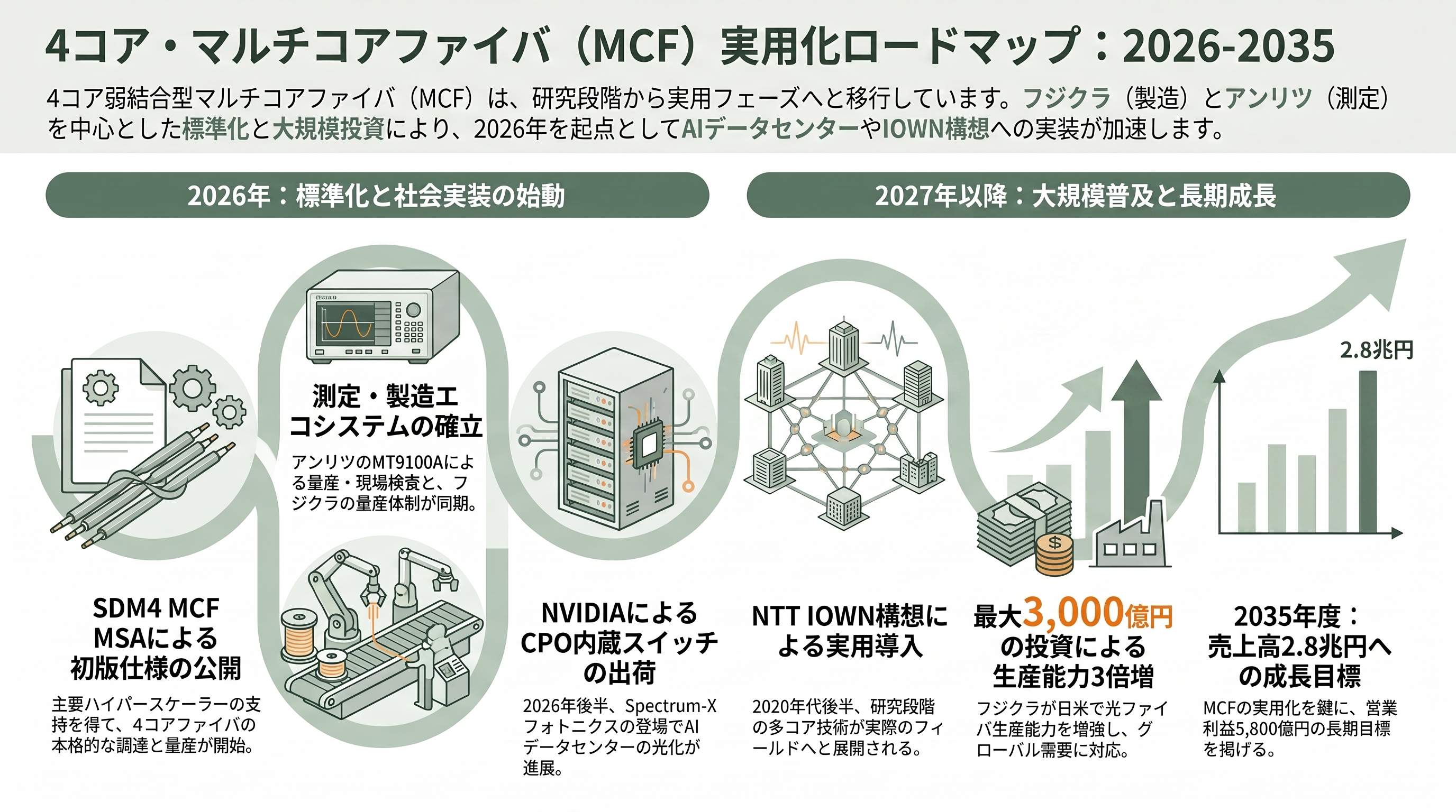 フジクラ(5803)とアンリツ(6754)が進める次世代光通信を支える弱結合型マルチコア光ファイバの研究 - 今後、いつ何が「計測」されるか - 章扉