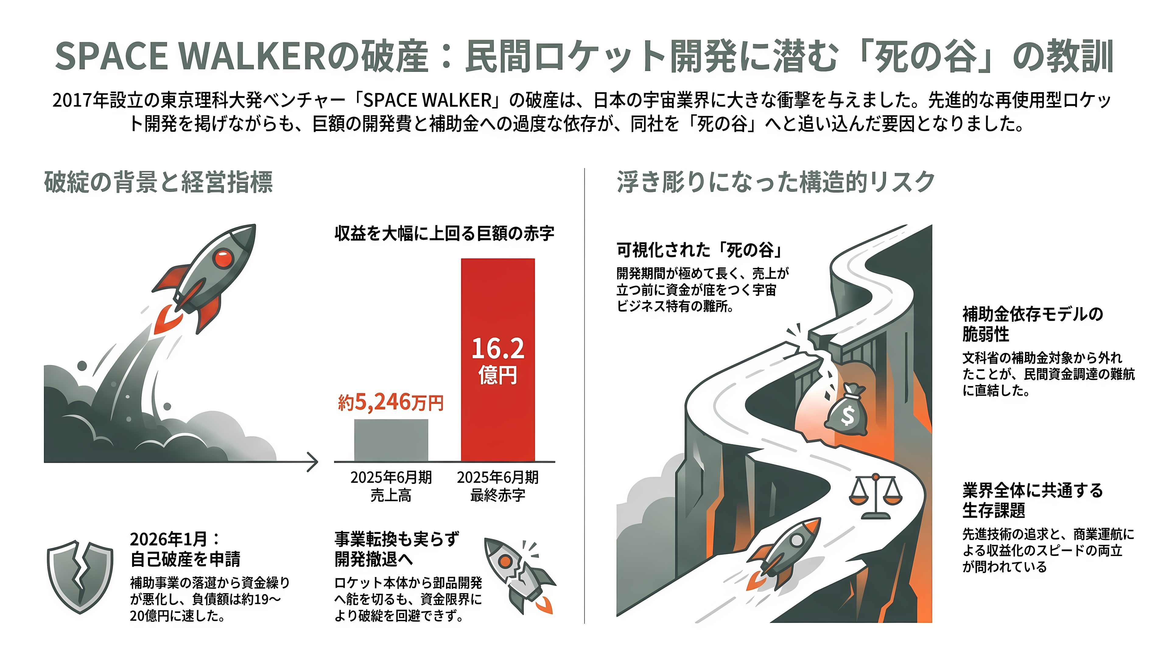 日本のロケットベンチャー特集 - SPACE WALKER ― 破産が突きつけた民間ロケットの「死の谷」 - 章扉