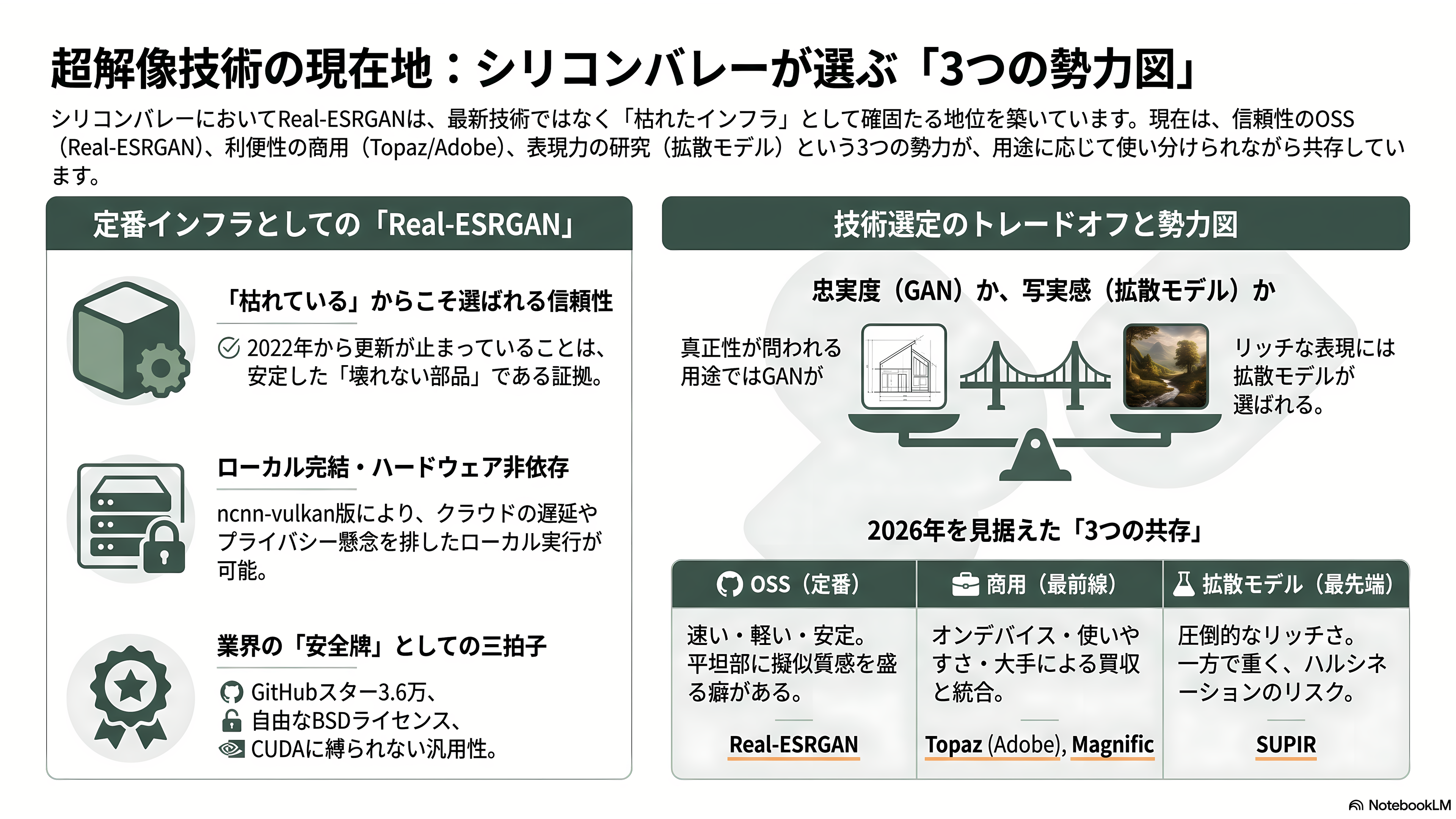 画像処理OSS、Real-ESRGAN。AI超解像度技術、アップスケーリング、ノイズ除去 - シリコンバレーのエンジニアはどう見ているか - 章扉