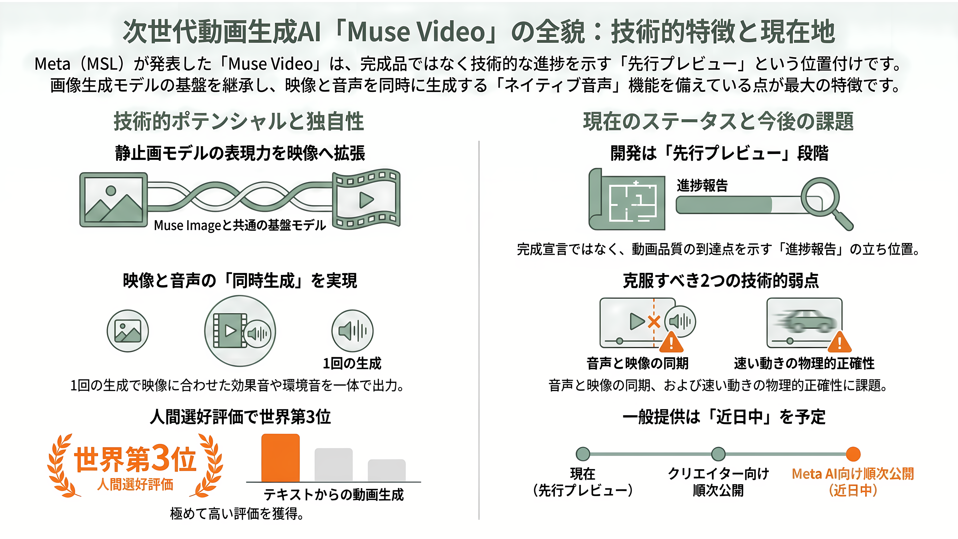 Meta、プレビュー版の動画生成AI Muse Video、画像生成AI Muse Image(ミューズ・イメージ)の提供を開始 - 動画生成AI「Muse Video」とは何か - 章扉