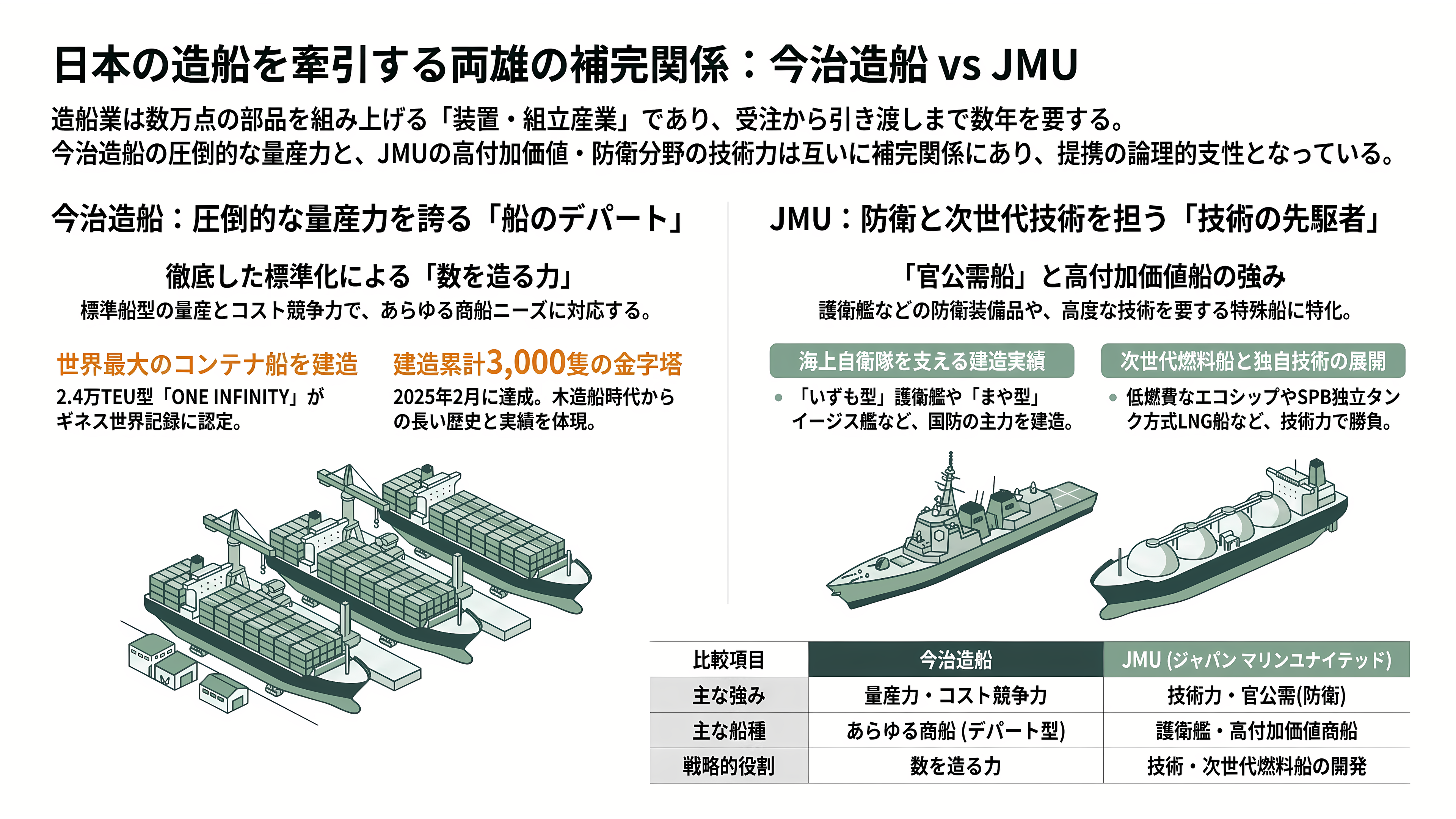 国内トップの今治造船が、二位のジャパンマリンユナイテッド(JMU)を子会社化、オールジャパンで中国・韓国勢に挑む - そもそも造船とは、そして今治造船とJMUは何をつくってきたのか - 章扉