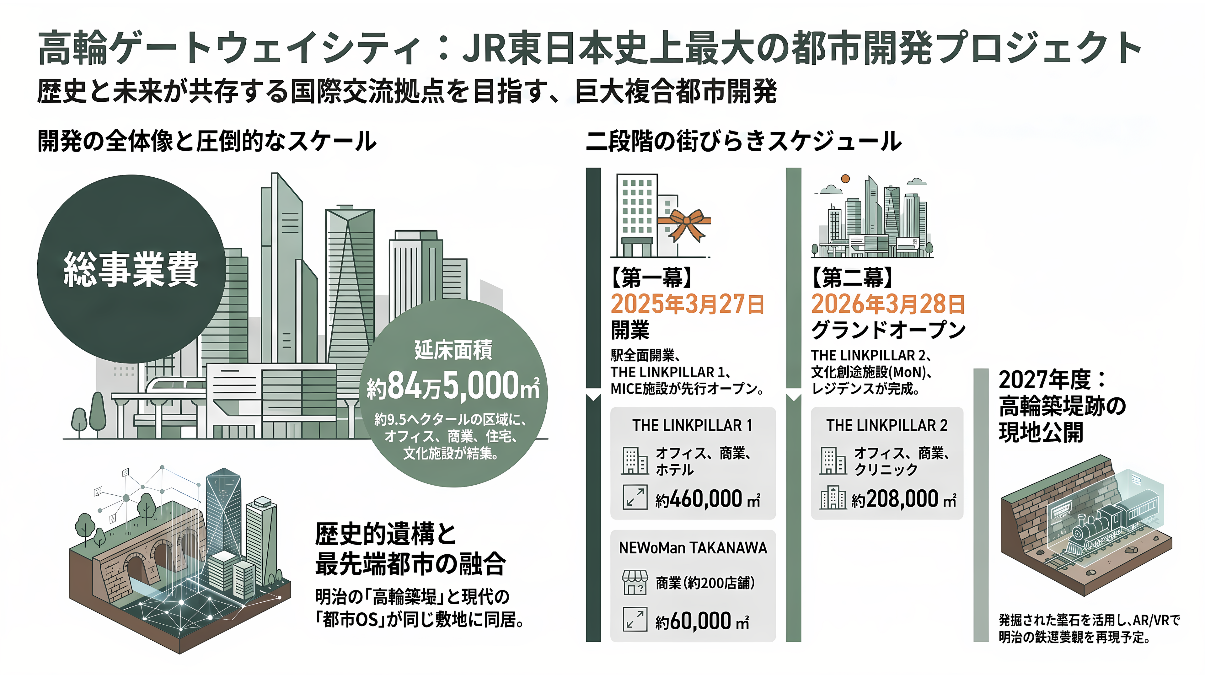 品川大規模再開発、TAKANAWA GATEWAY CITY(高輪ゲートウェイシティ)、都市OS ✕ 鉄道OS、デジタルツイン。JR東(9020)、京急(9006)、大林組(1802)、鉄建建設(1815)、西武HD(9024)、東京都競馬(9672) - まず「何ができたのか」――高輪ゲートウェイシティの輪郭 - 章扉
