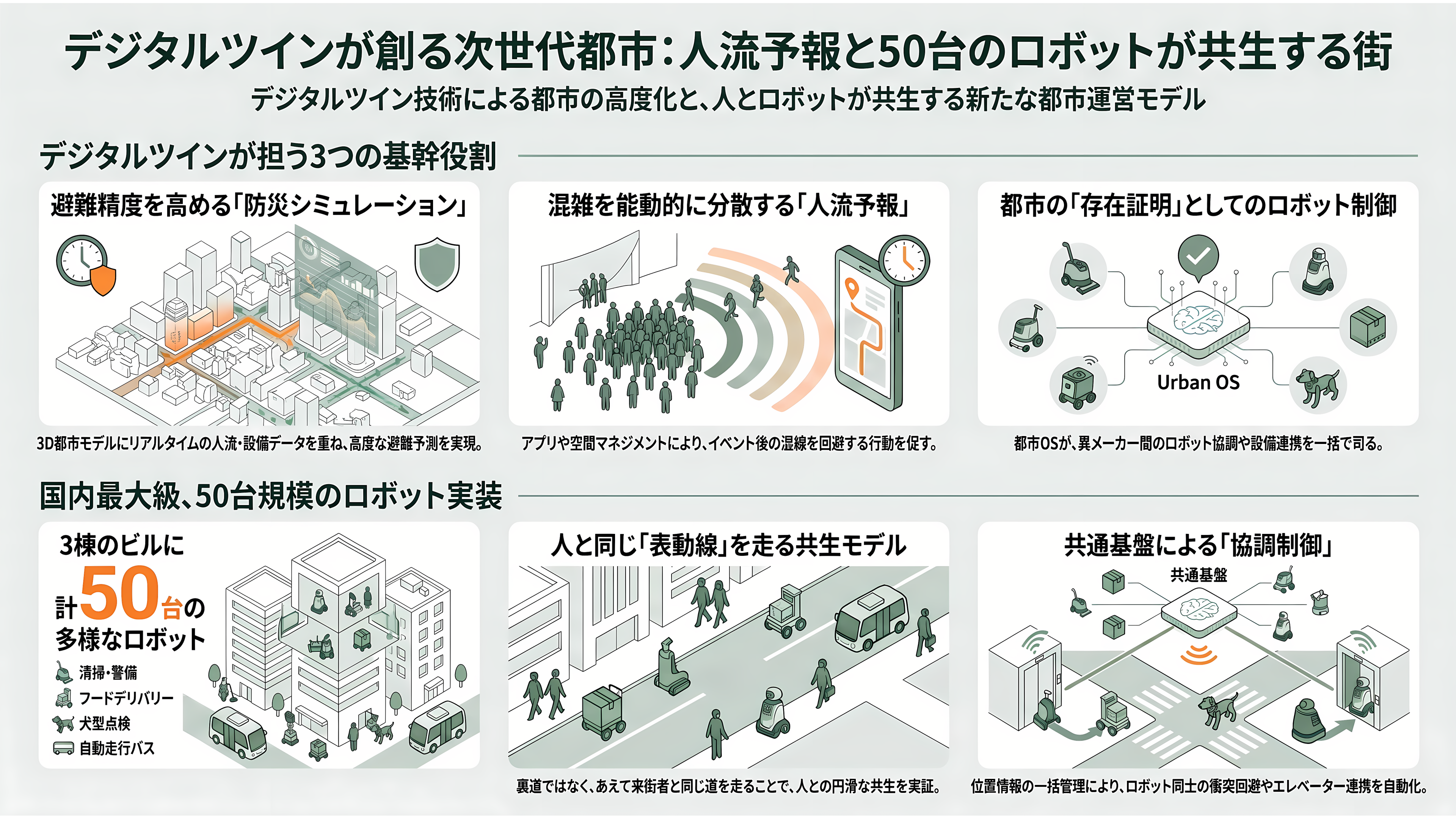 品川大規模再開発、TAKANAWA GATEWAY CITY(高輪ゲートウェイシティ)、都市OS ✕ 鉄道OS、デジタルツイン。JR東(9020)、京急(9006)、大林組(1802)、鉄建建設(1815)、西武HD(9024)、東京都競馬(9672) - デジタルツインが動かす街――ロボット50台と「人流予報」 - 章扉