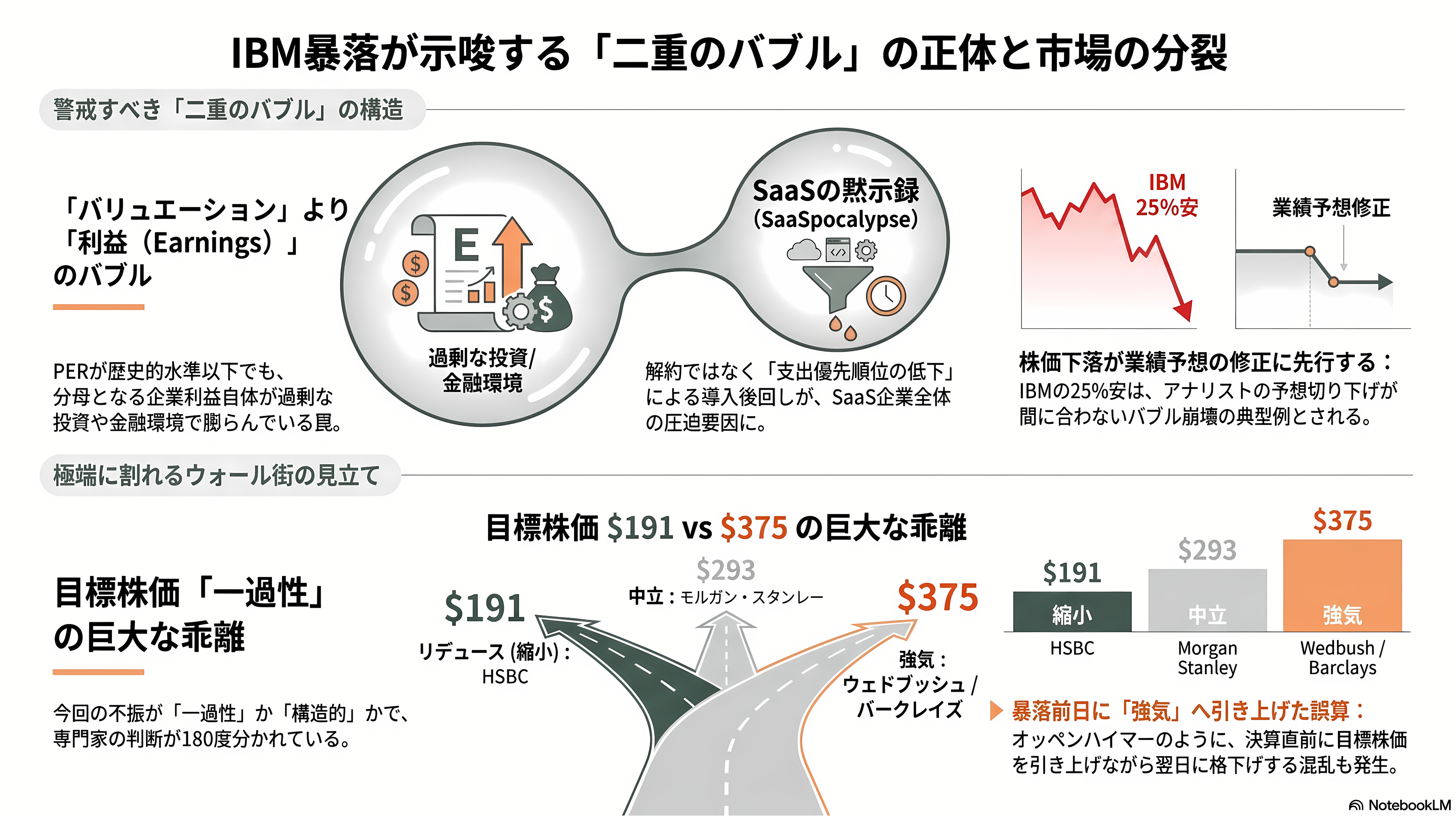 IBM、11兆円消失の歴史的な大暴落。あまりの業績不振に8日前倒しで異例の暫定決算を発表 - シリコンバレーVCと各紙の見立て——「二重のバブル」論とアナリストの分裂 - 章扉
