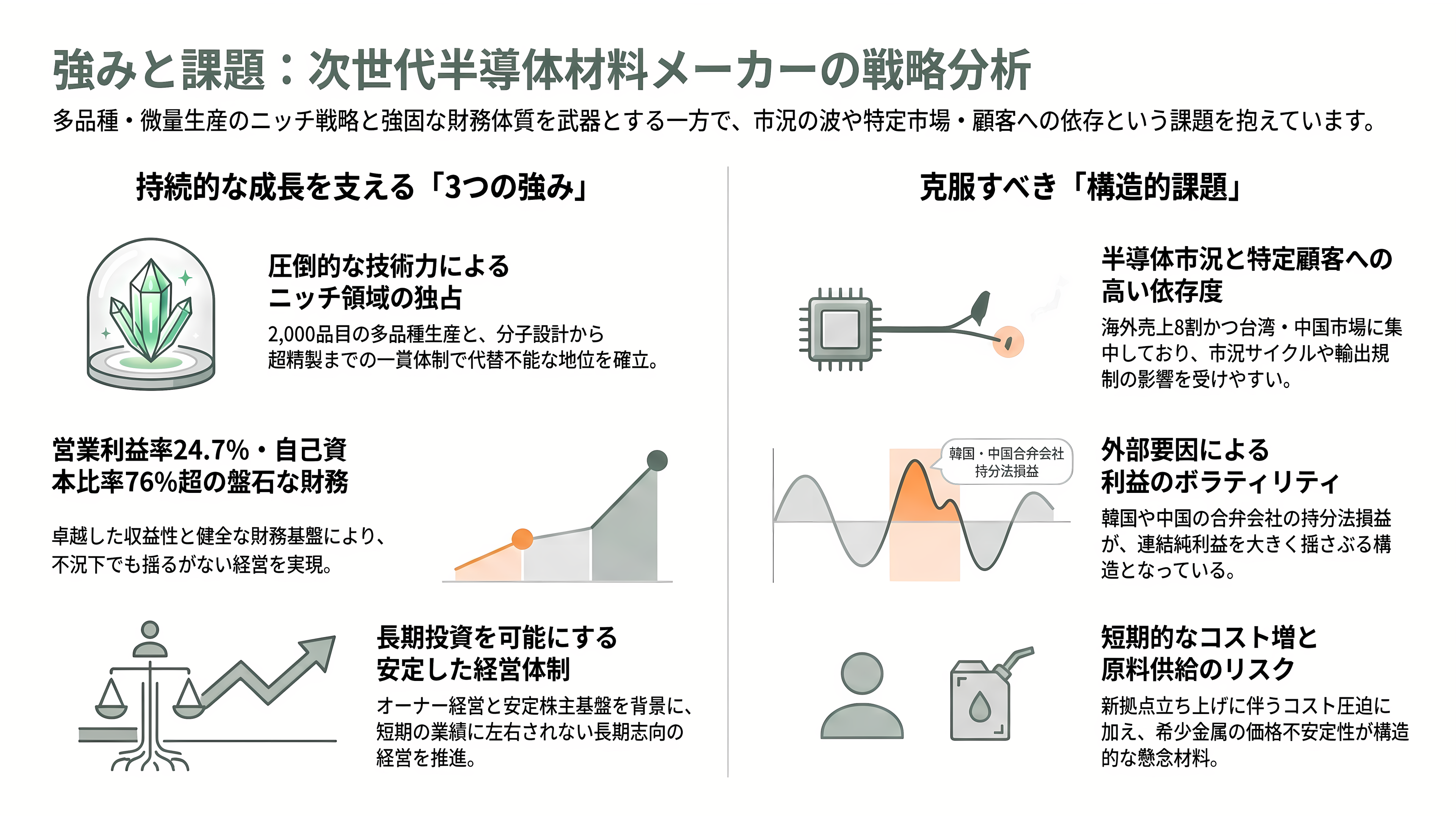 超高純度化学材料の開発・製造、トリケミカル研究所（4369） - 強みと課題 - 章扉