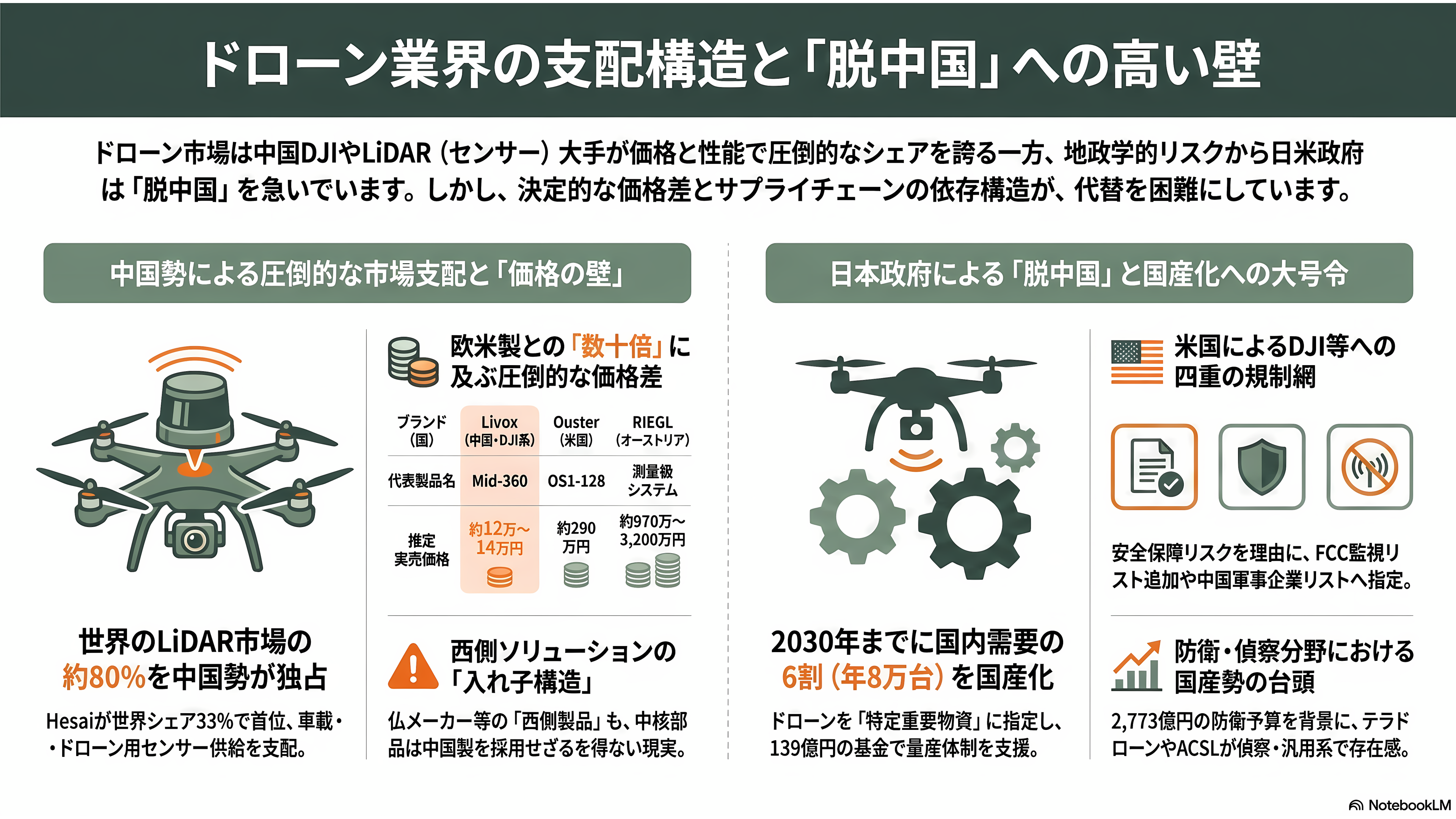 テラドローン(Terra Drone)農業用G20、E16、防衛用Terra A2、モジュール型UAV、測量・点検用Terra Xross 1、Terra LiDAR - 業界地図とサプライチェーン——中国勢の支配と「脱中国」という難路 - 章扉