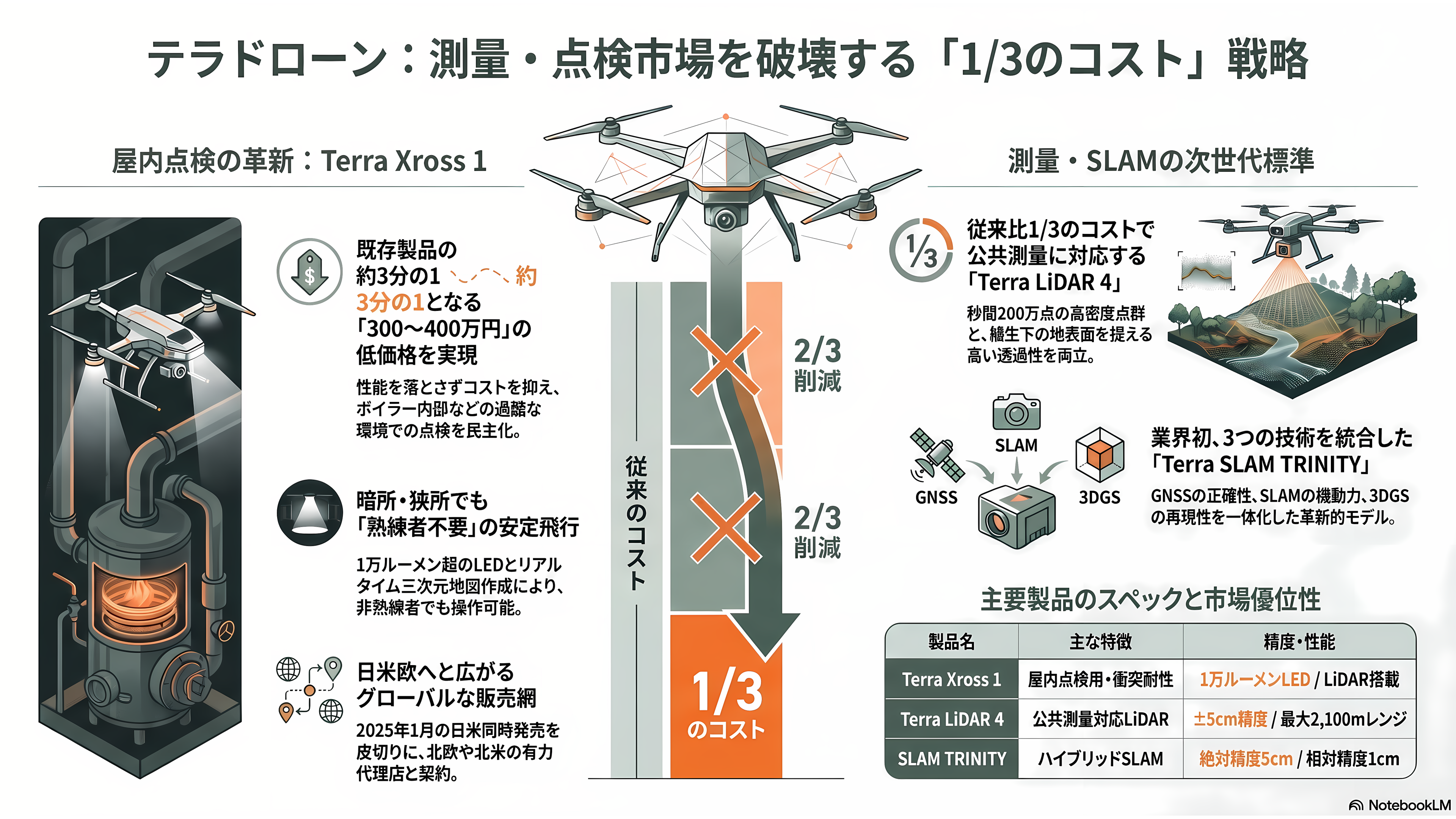 テラドローン(Terra Drone)農業用G20、E16、防衛用Terra A2、モジュール型UAV、測量・点検用Terra Xross 1、Terra LiDAR - 測量・点検の主力——Terra Xross 1とTerra LiDARで「3分の1のコスト」を武器にする - 章扉