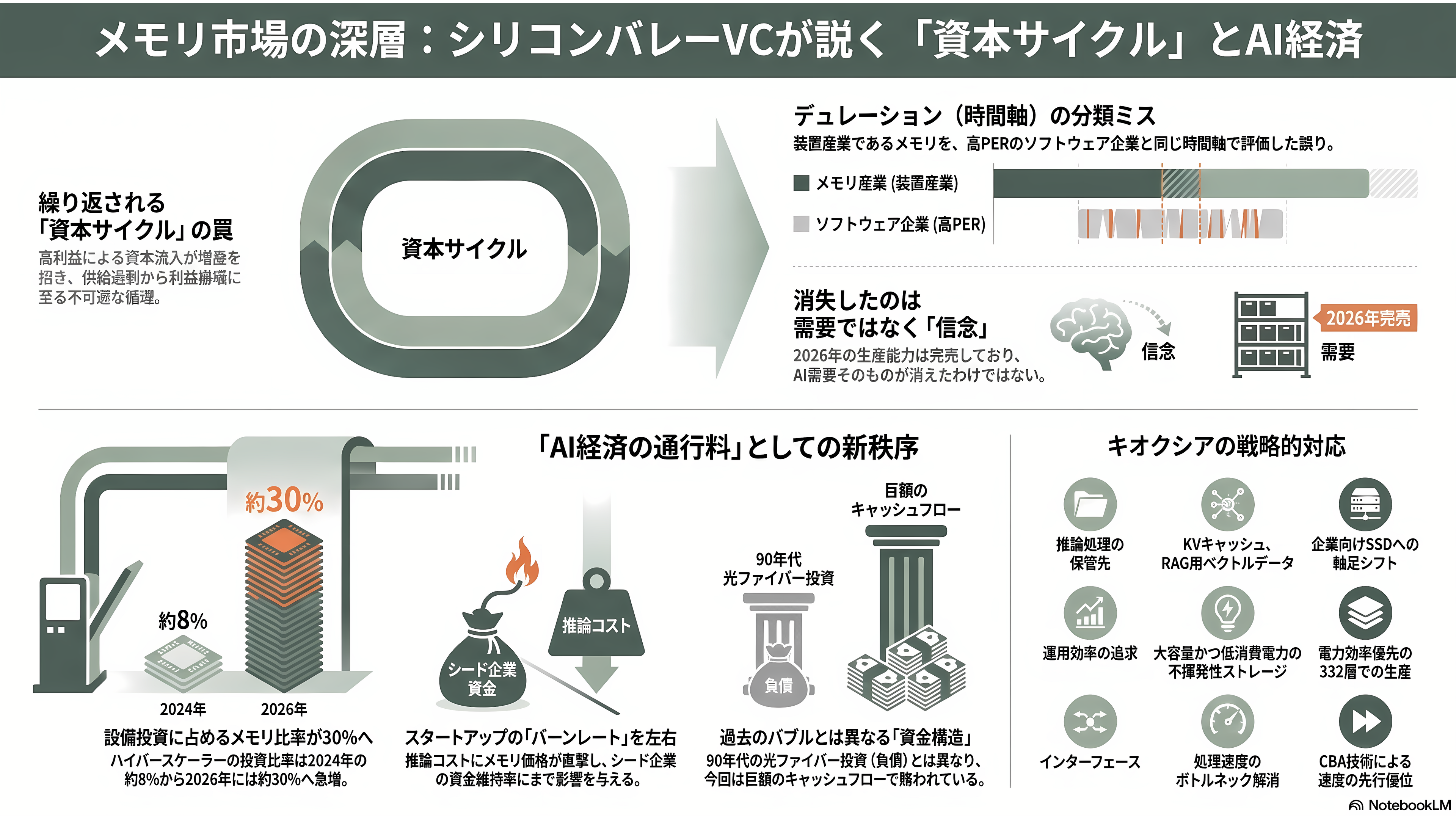 最高値から53.8%下落。キオクシア(285A)下落の要因と再浮上の可能性を紐解く。3次元積層「BiCS FLASH」、CBA(CMOS directly Bonded to Array)技術 - シリコンバレーVCの視点:バブル崩壊ではなく「資本サイクル」の教科書 - 章扉